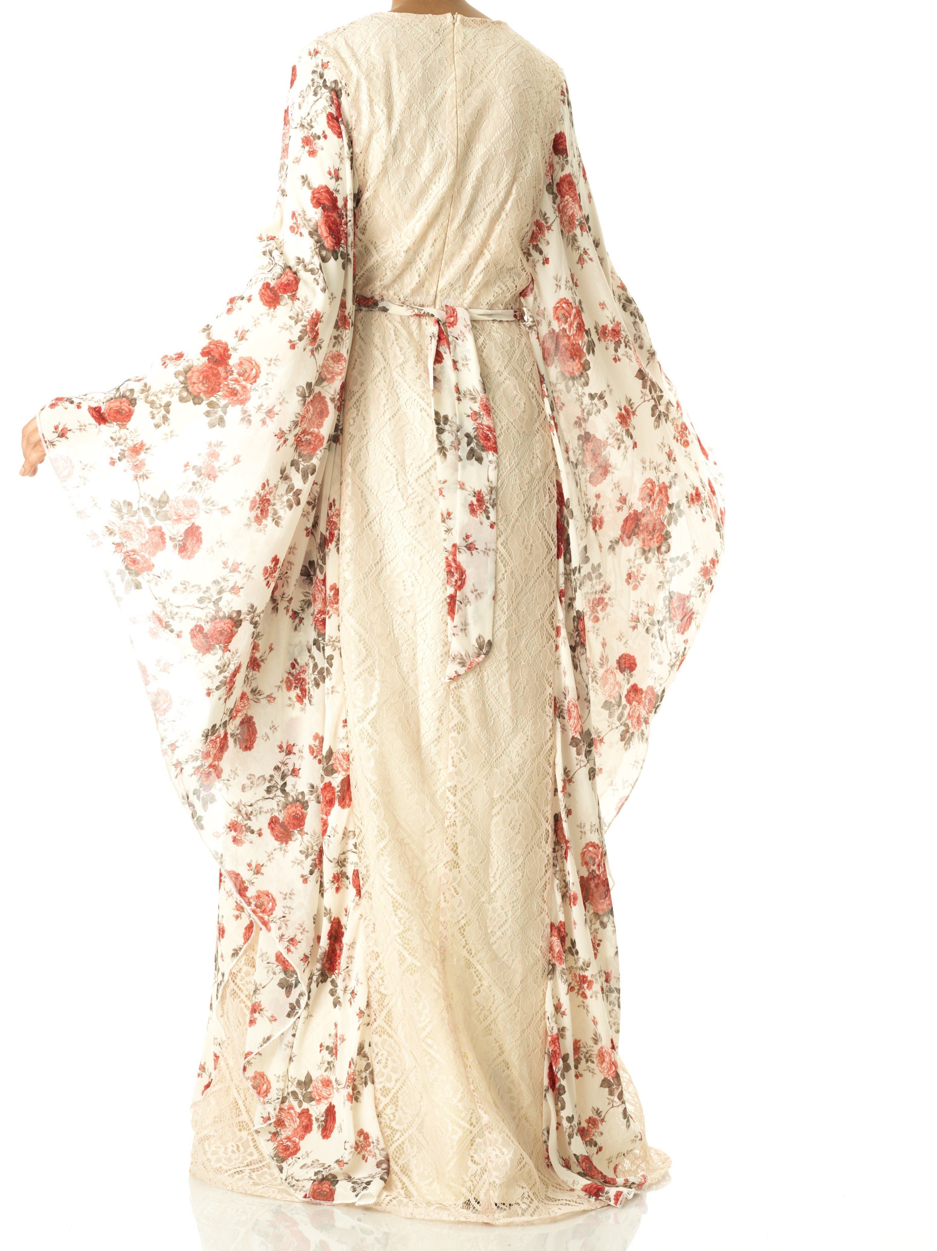 floral butterfly Chiffon Kaftan abaya Kabayare