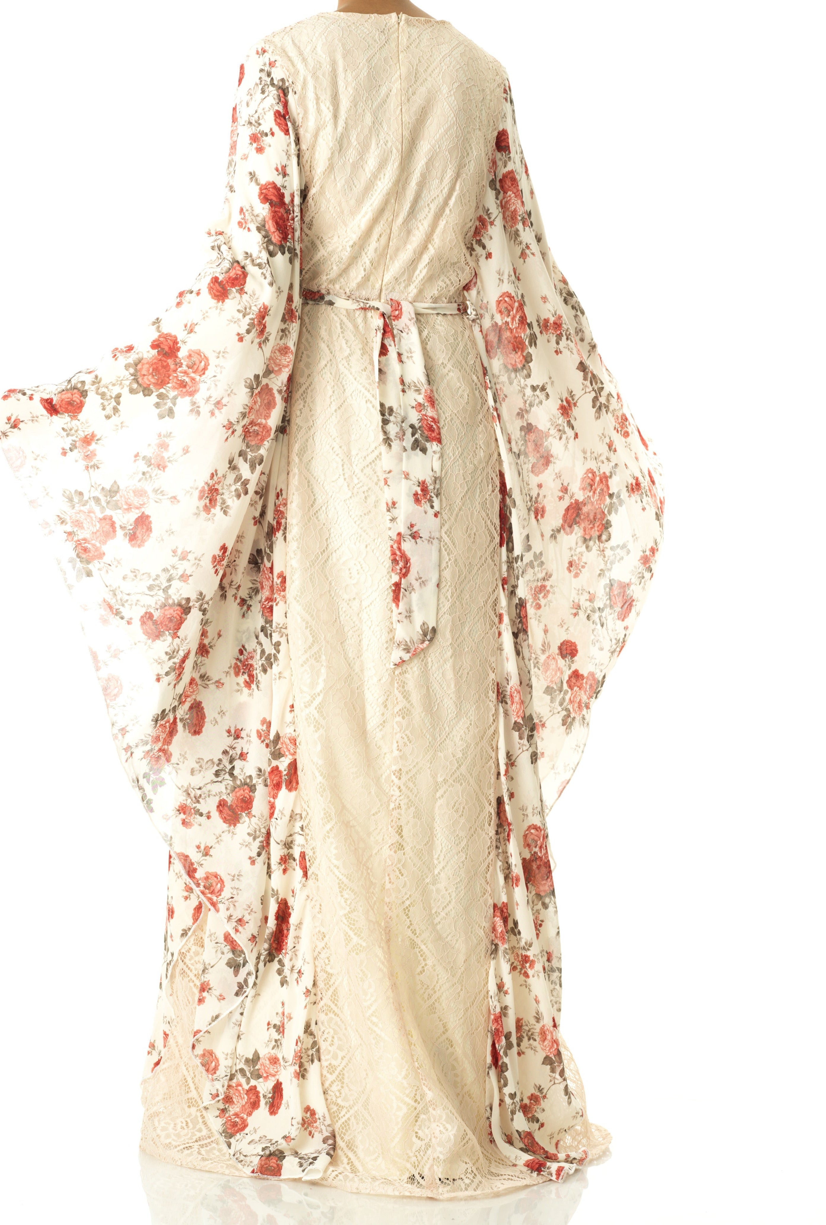 floral butterfly Chiffon Kaftan abaya Kabayare