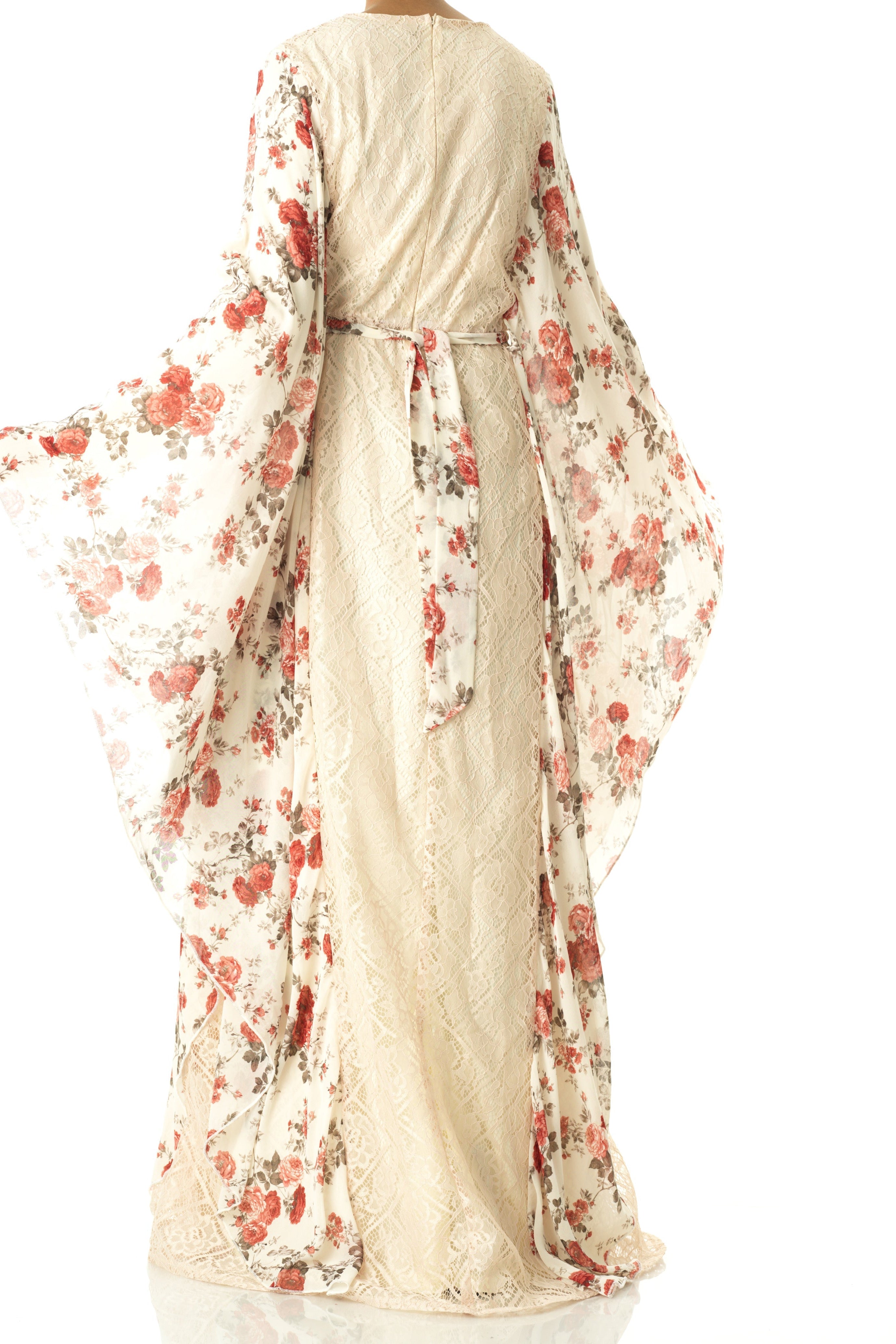 floral butterfly Chiffon Kaftan abaya Kabayare