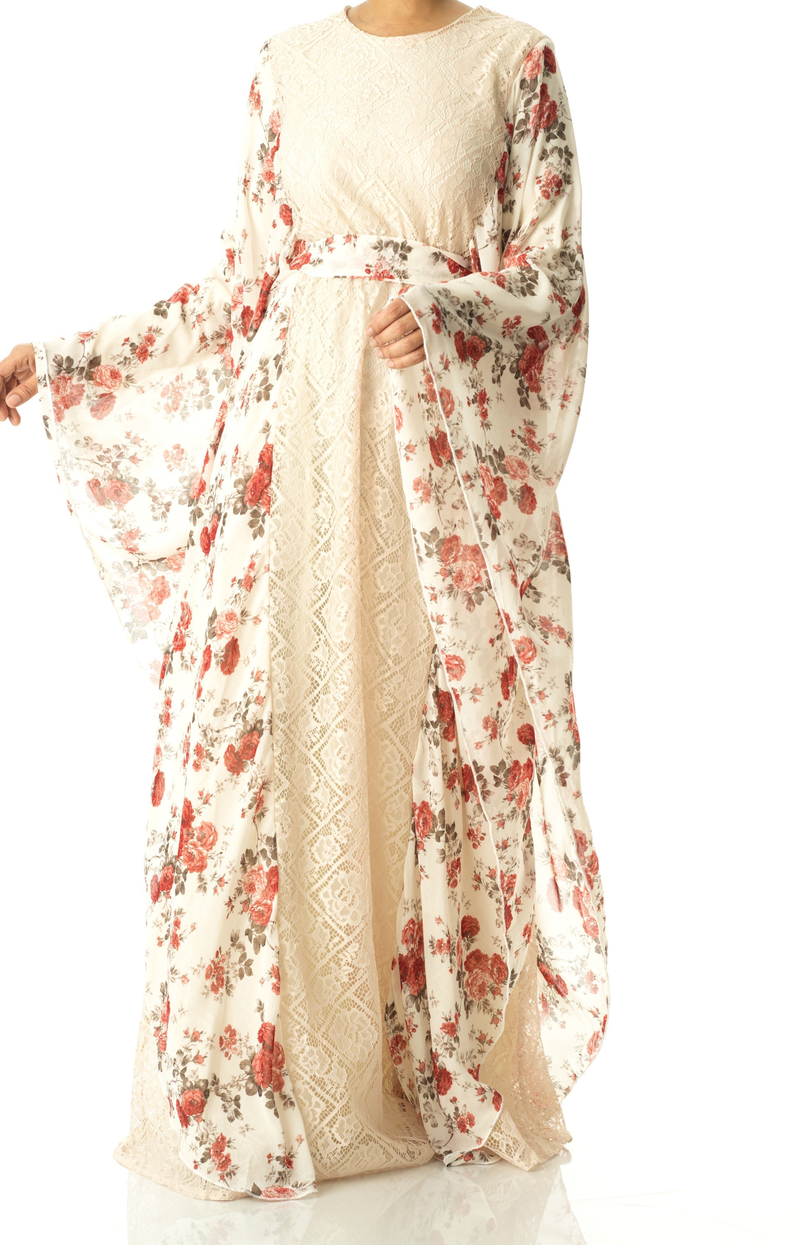 floral butterfly Chiffon Kaftan abaya Kabayare