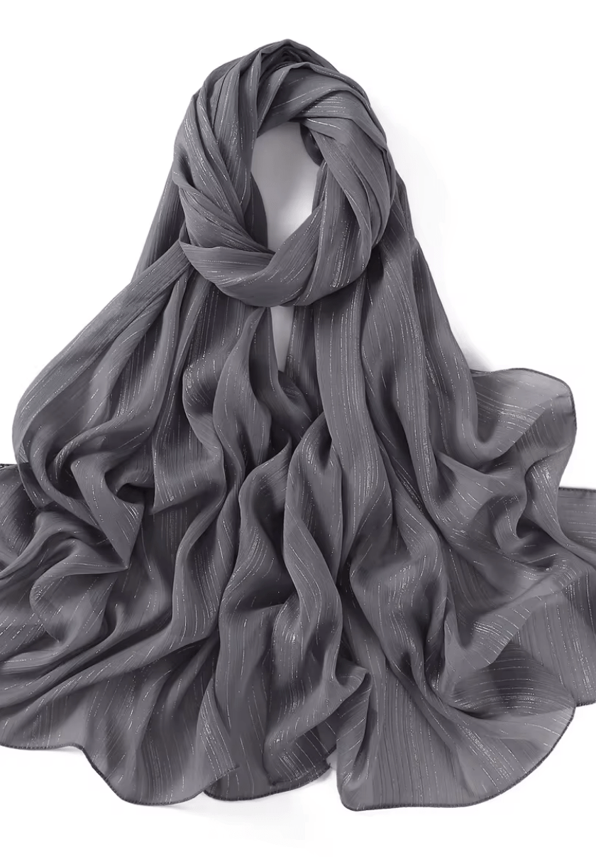 Gray Lovely dana shimmer Chiffon hijab Kabayare