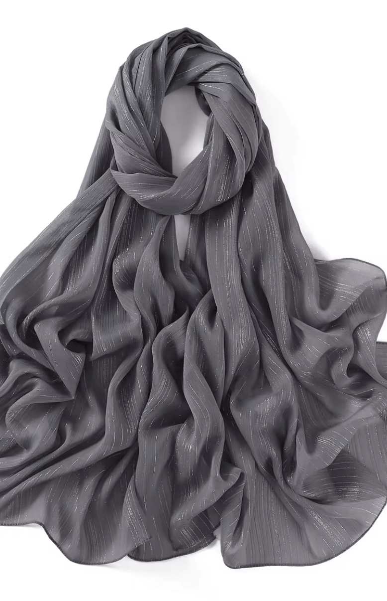 Gray Lovely dana shimmer Chiffon hijab Kabayare