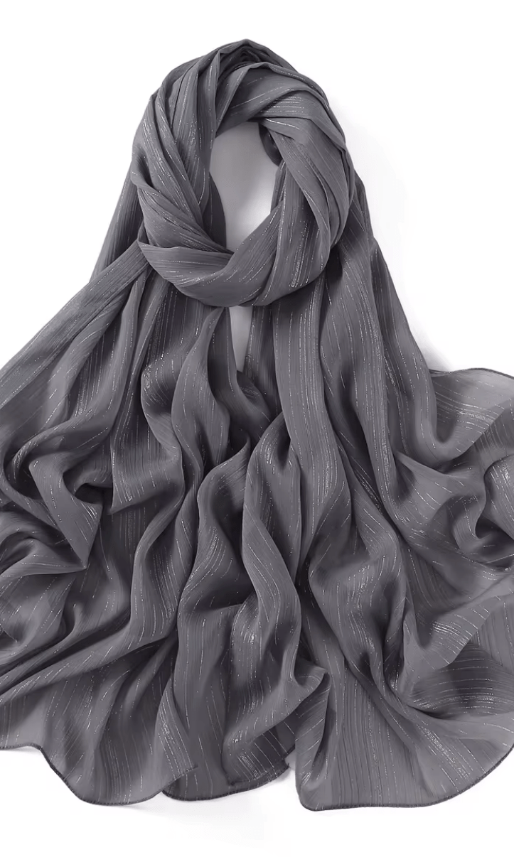 Gray Lovely dana shimmer Chiffon hijab Kabayare