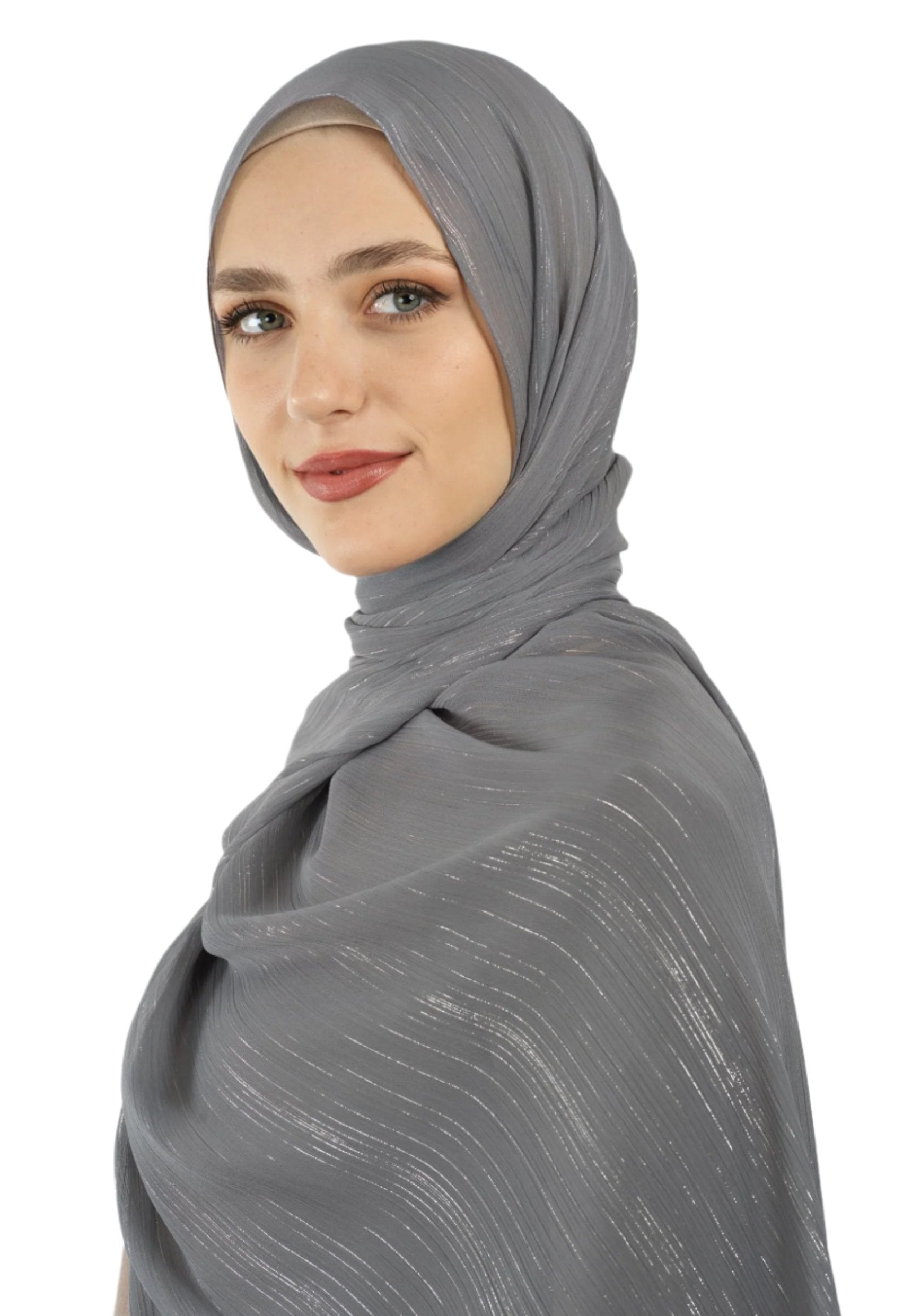 Gray Lovely dana shimmer Chiffon hijab Kabayare