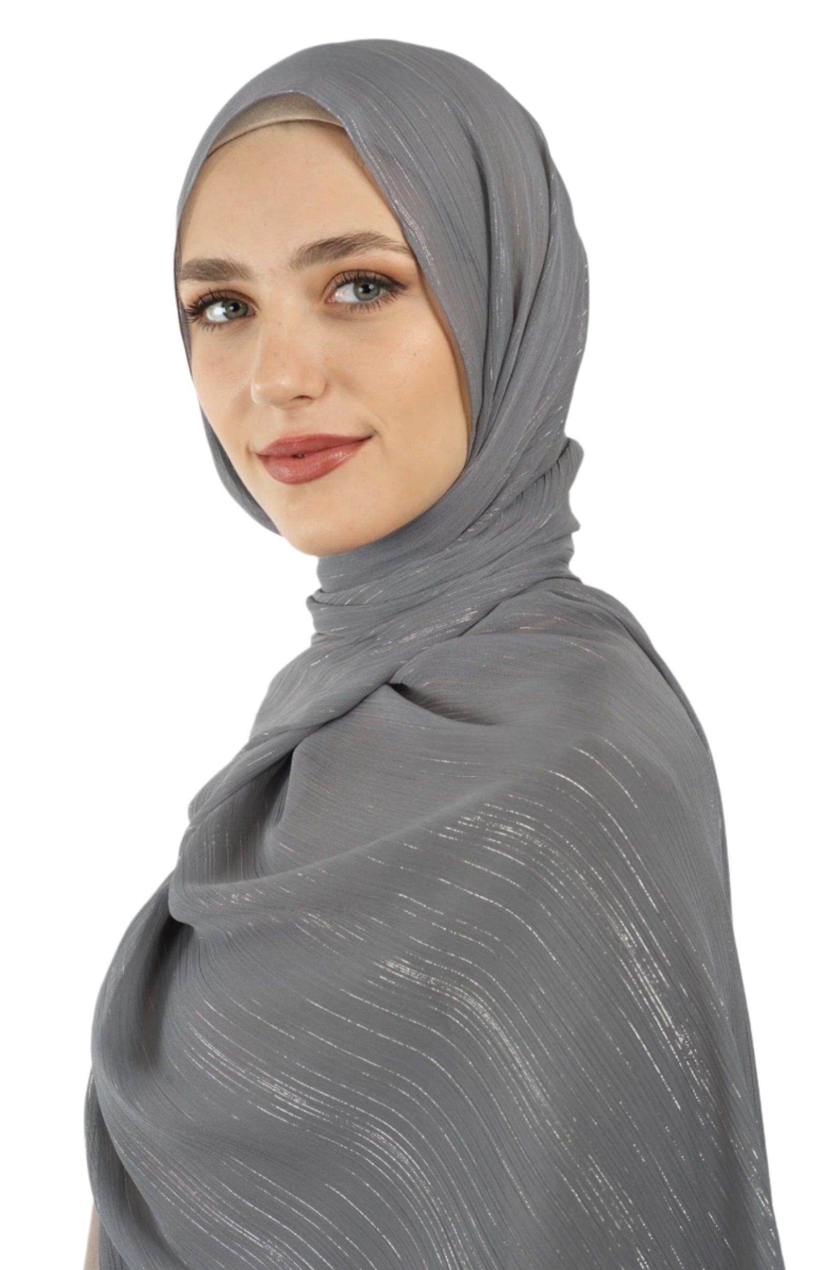 Gray Lovely dana shimmer Chiffon hijab Kabayare
