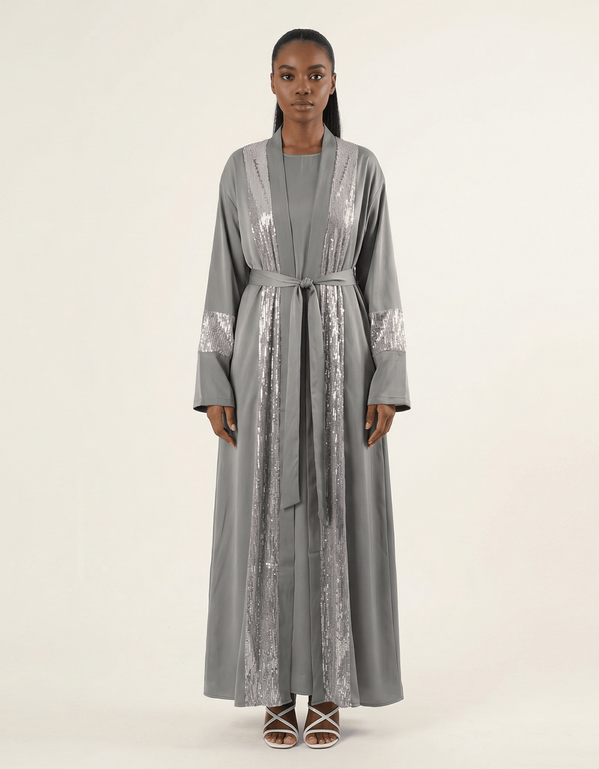 Gray Pretty Malika sequin satin Kabayare