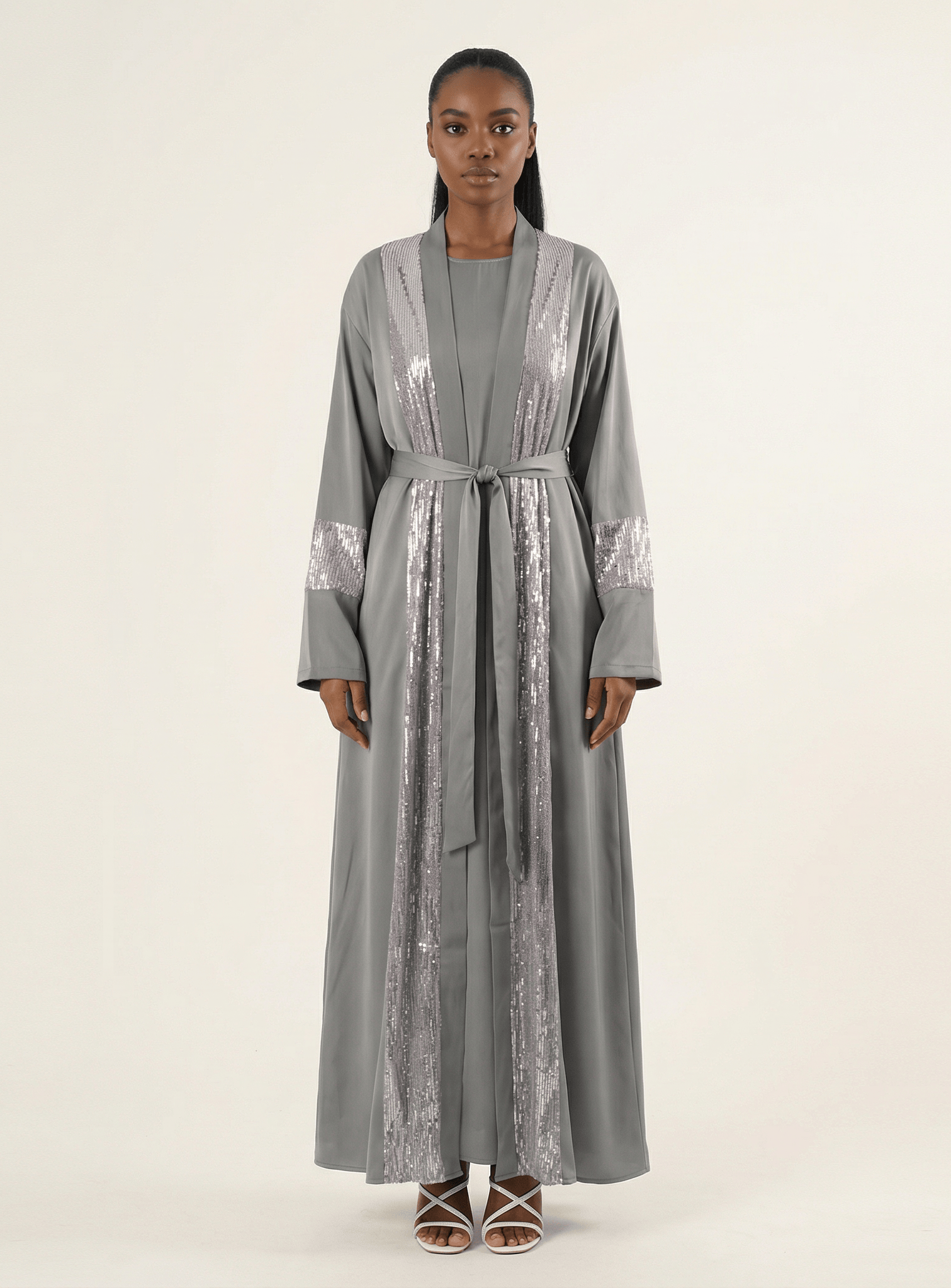 Gray Pretty Malika sequin satin Kabayare