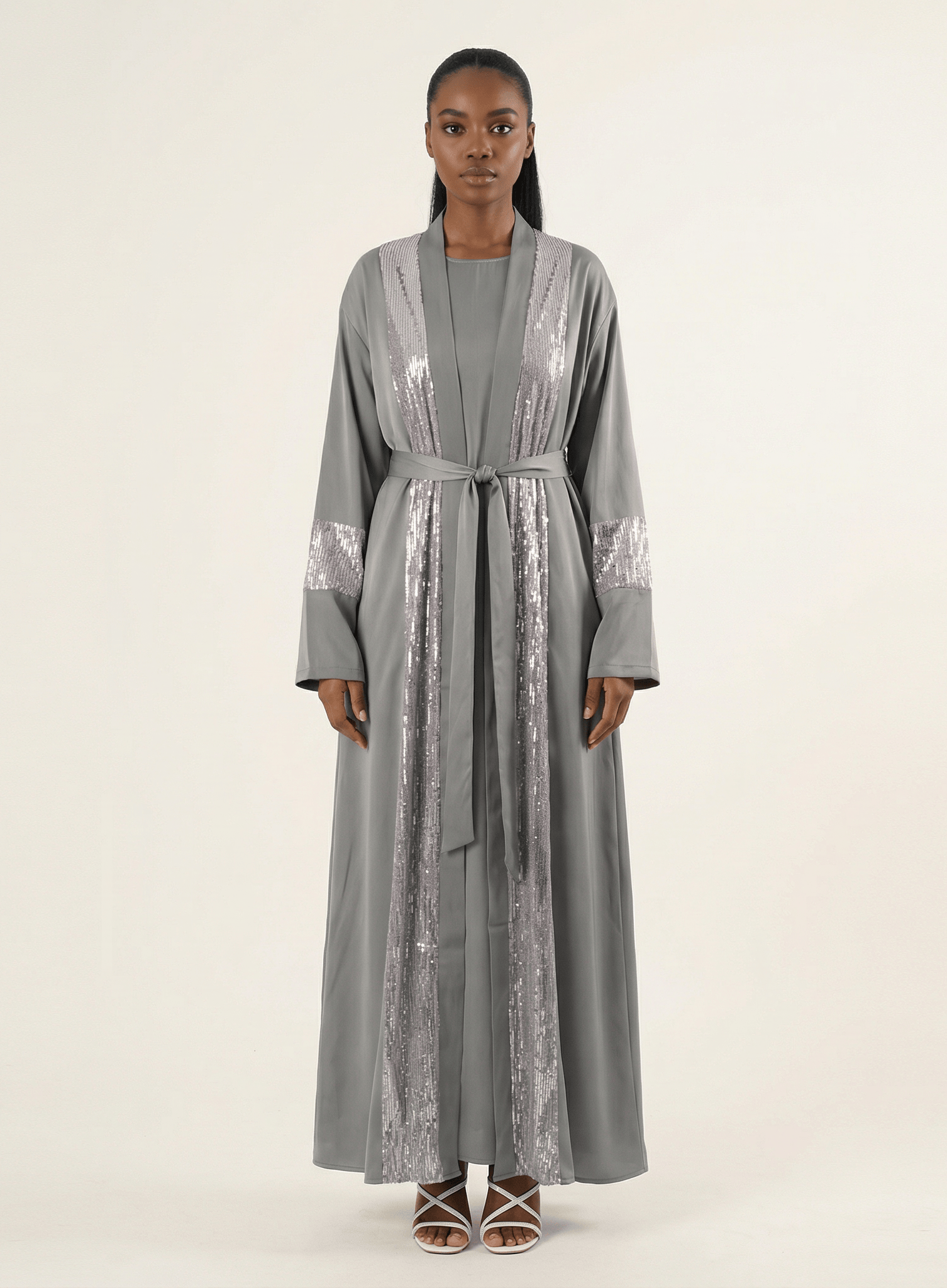 Gray Pretty Malika sequin satin Kabayare