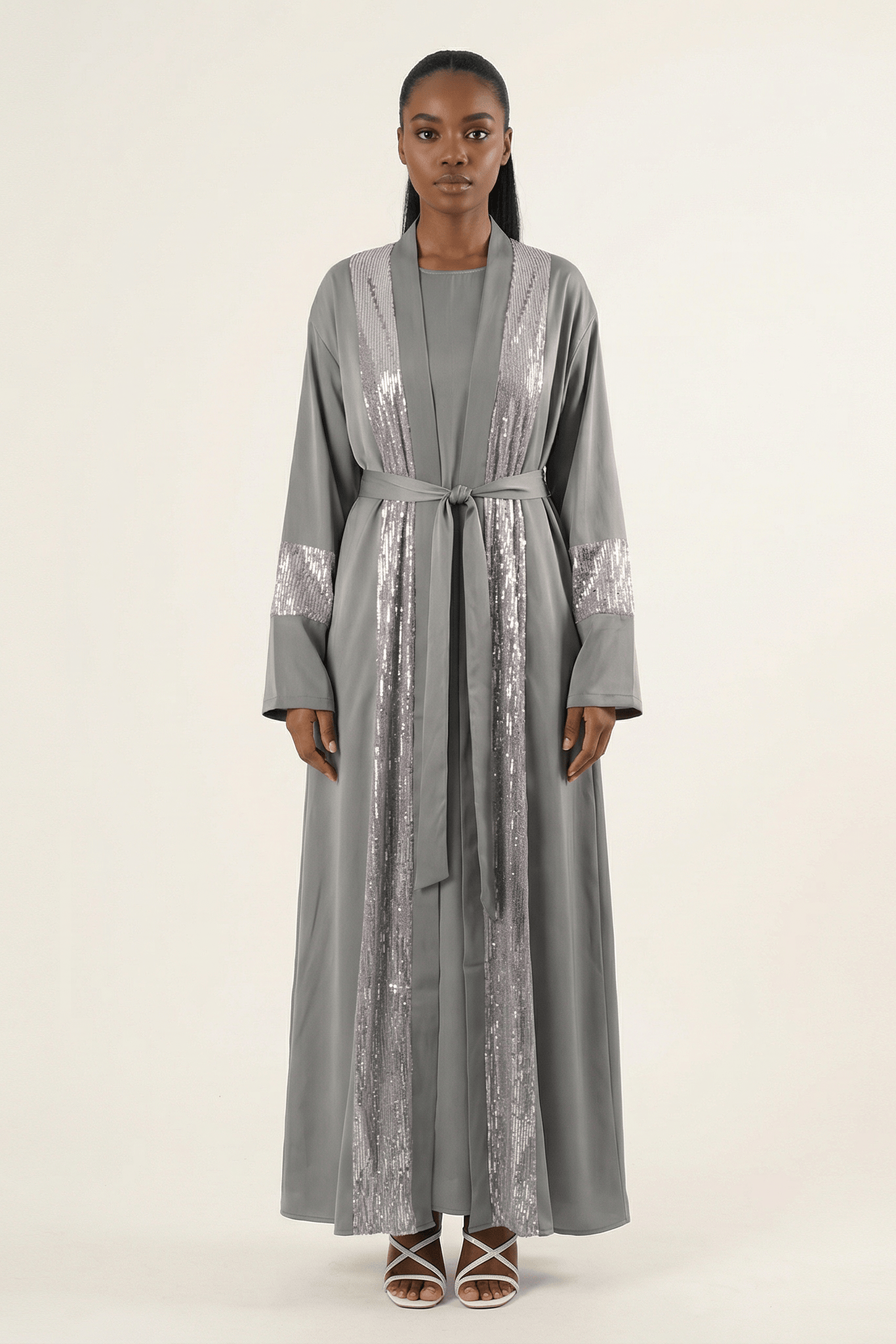 Gray Pretty Malika sequin satin Kabayare