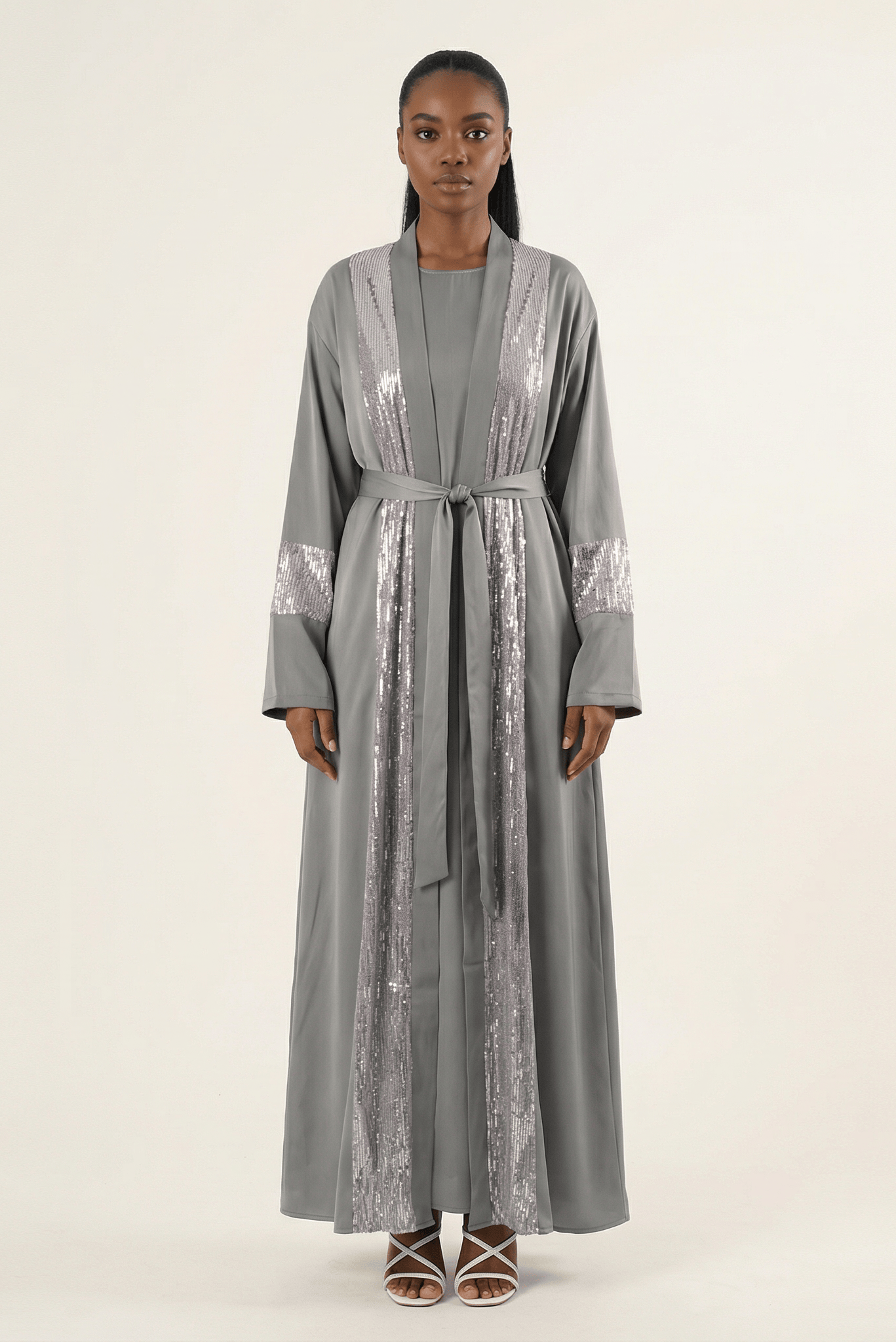 Gray Pretty Malika sequin satin Kabayare