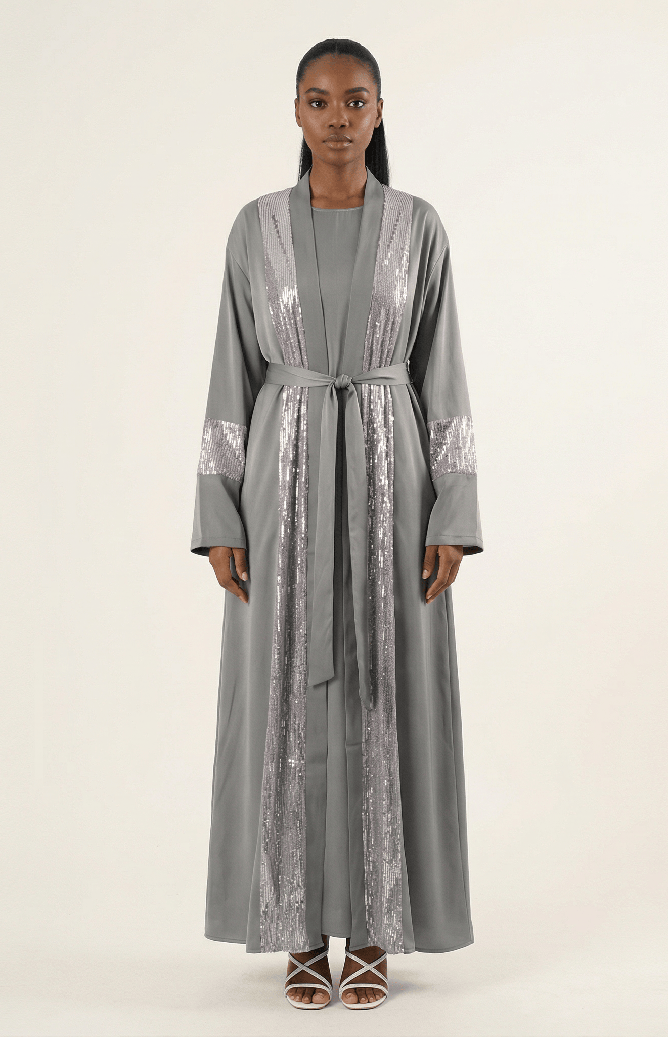 Gray Pretty Malika sequin satin Kabayare