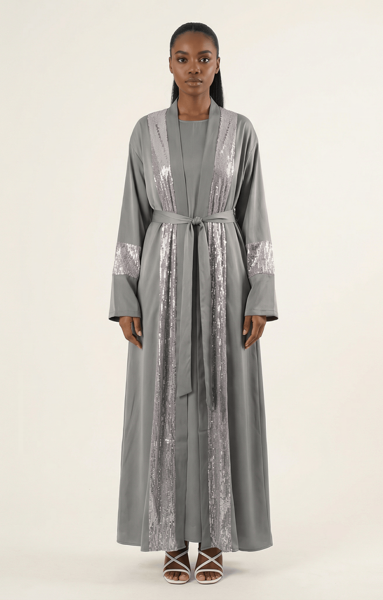 Gray Pretty Malika sequin satin Kabayare