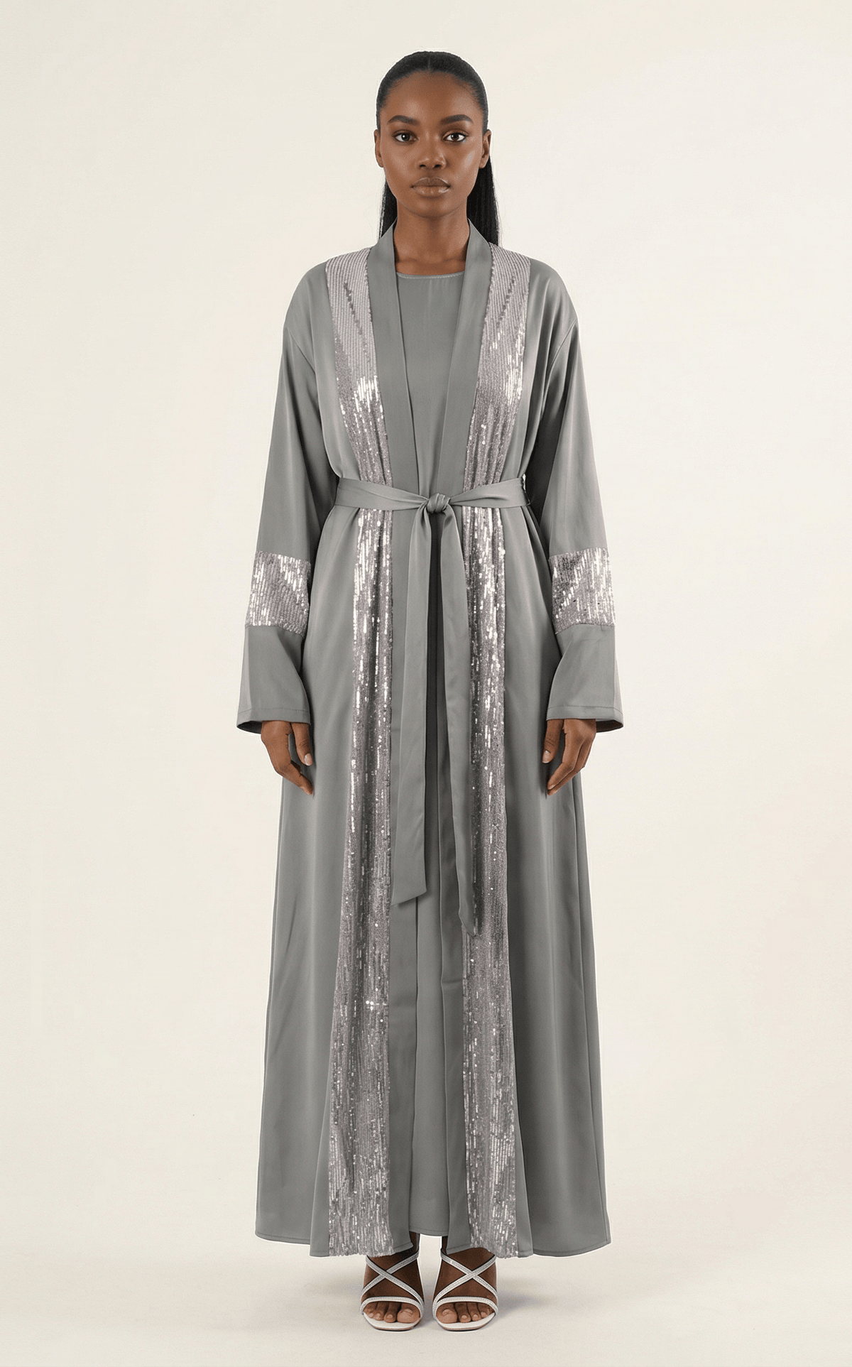 Gray Pretty Malika sequin satin Kabayare