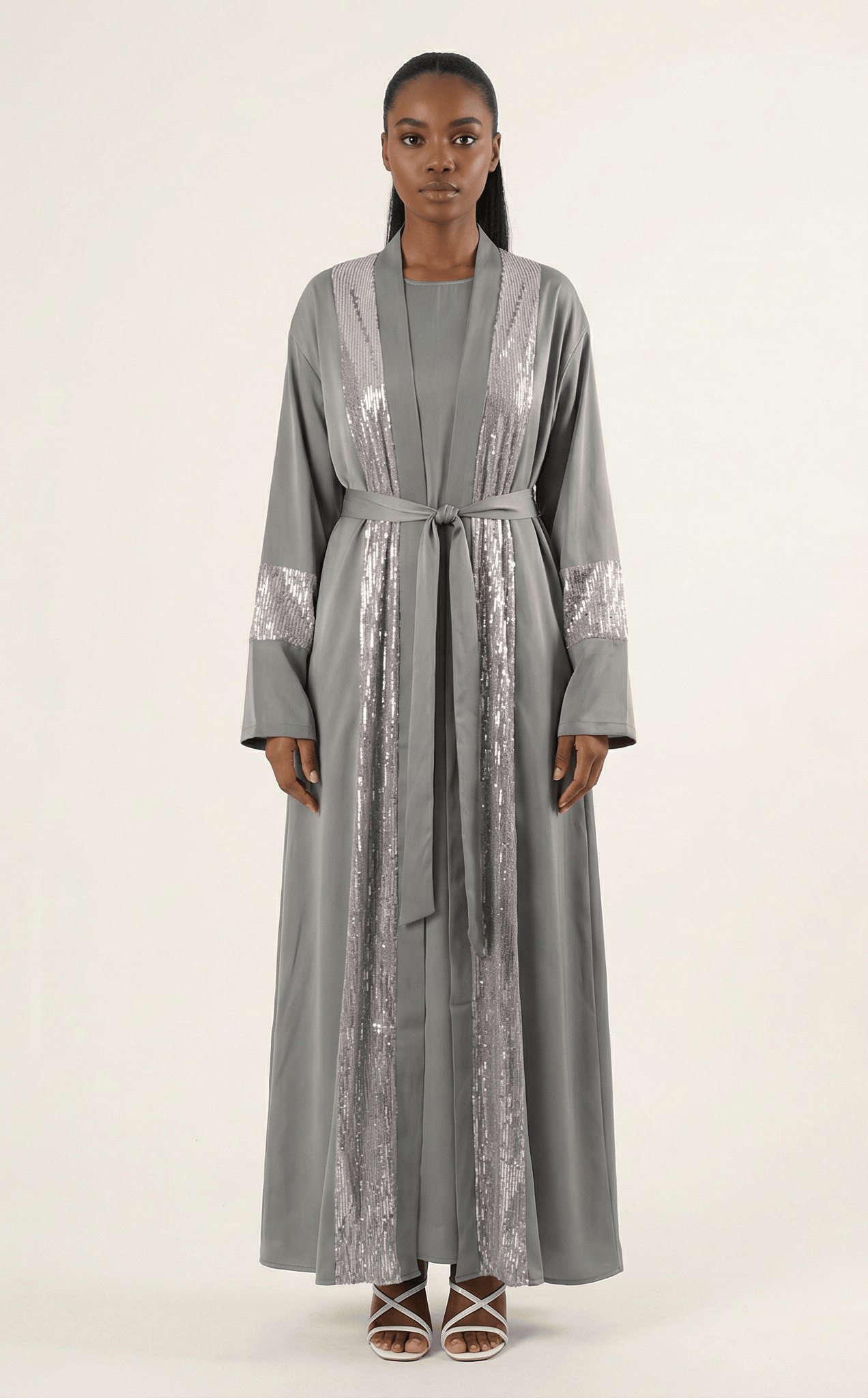 Gray Pretty Malika sequin satin Kabayare