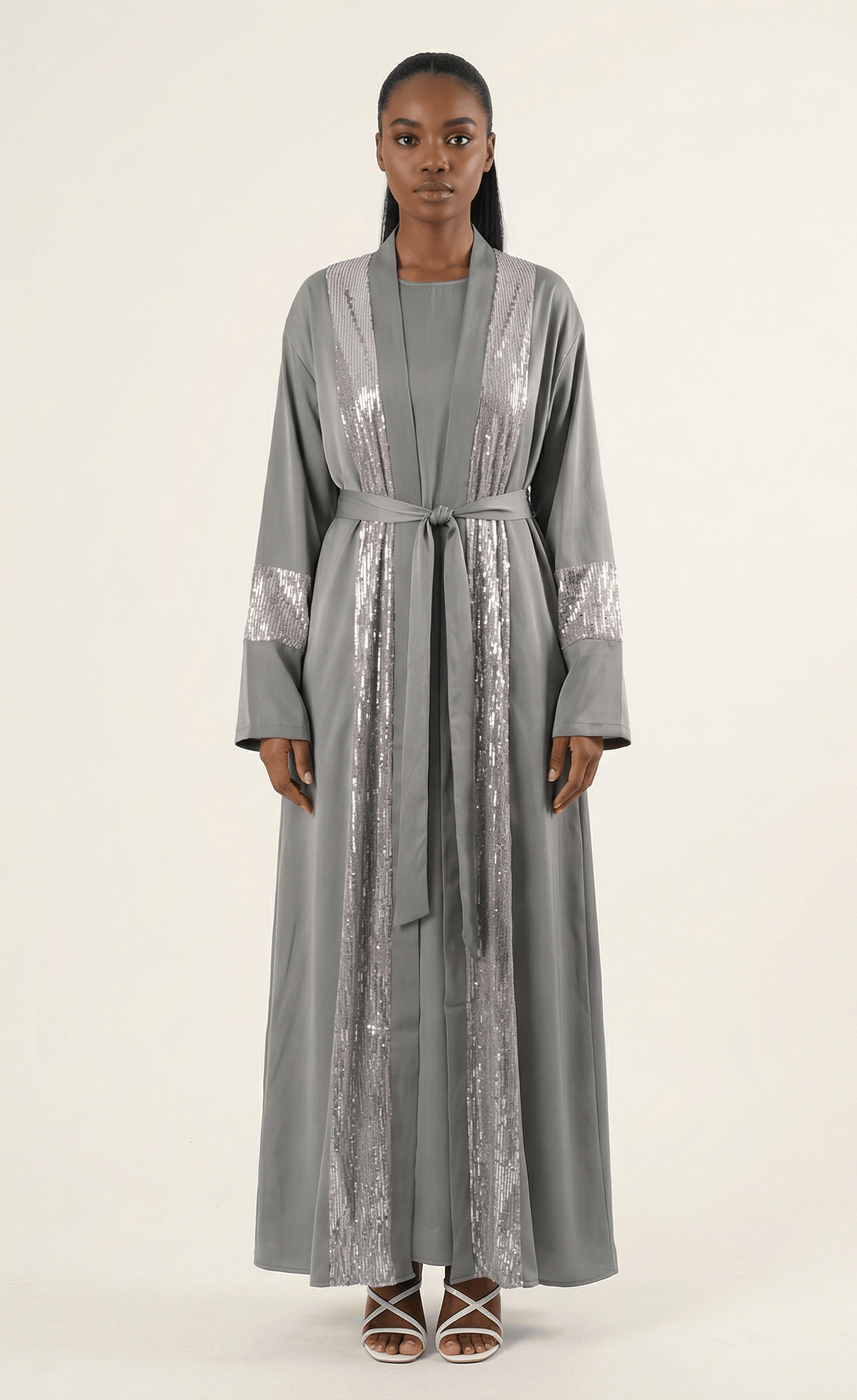Gray Pretty Malika sequin satin Kabayare