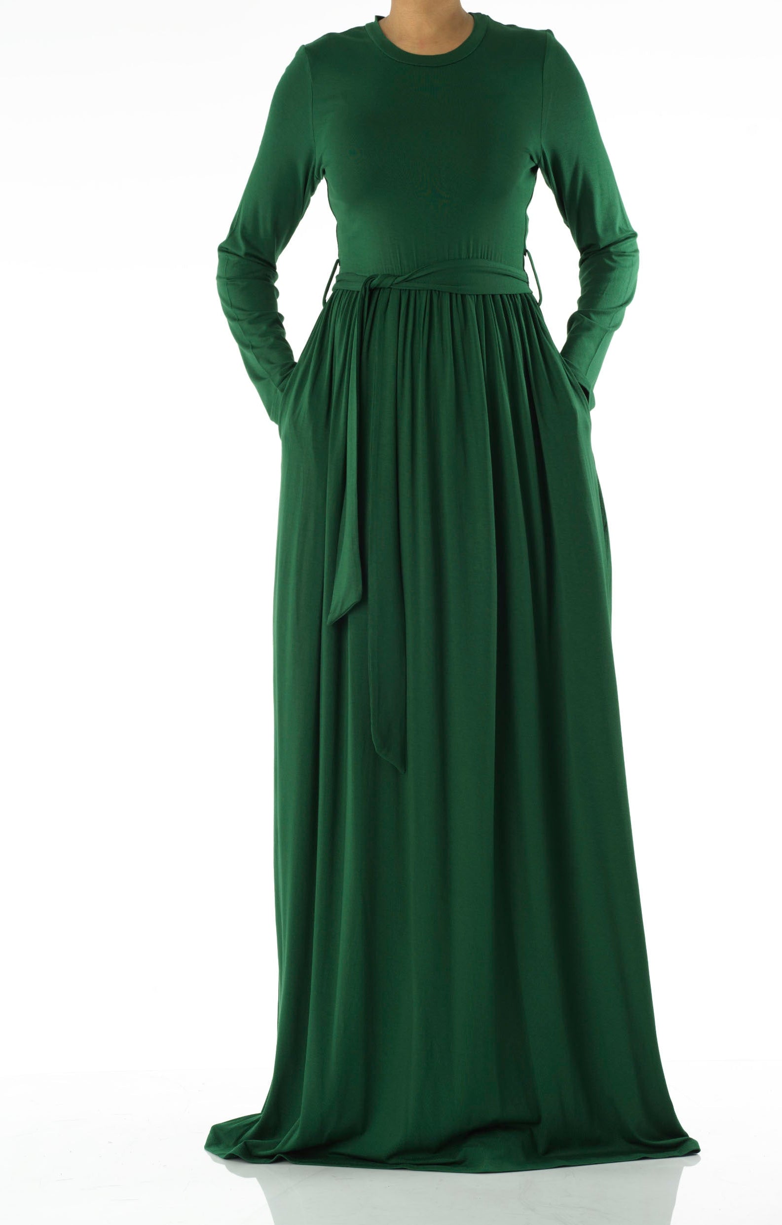 Green Cotton Candy Jersey Maxi  Dress Kabayare