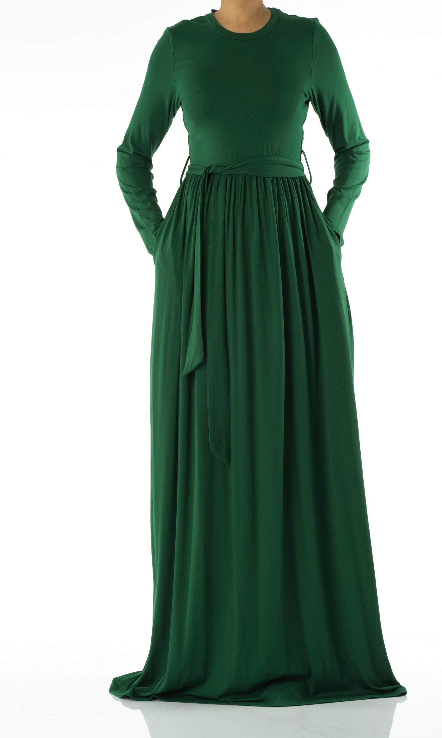 Green Cotton Candy Jersey Maxi  Dress Kabayare
