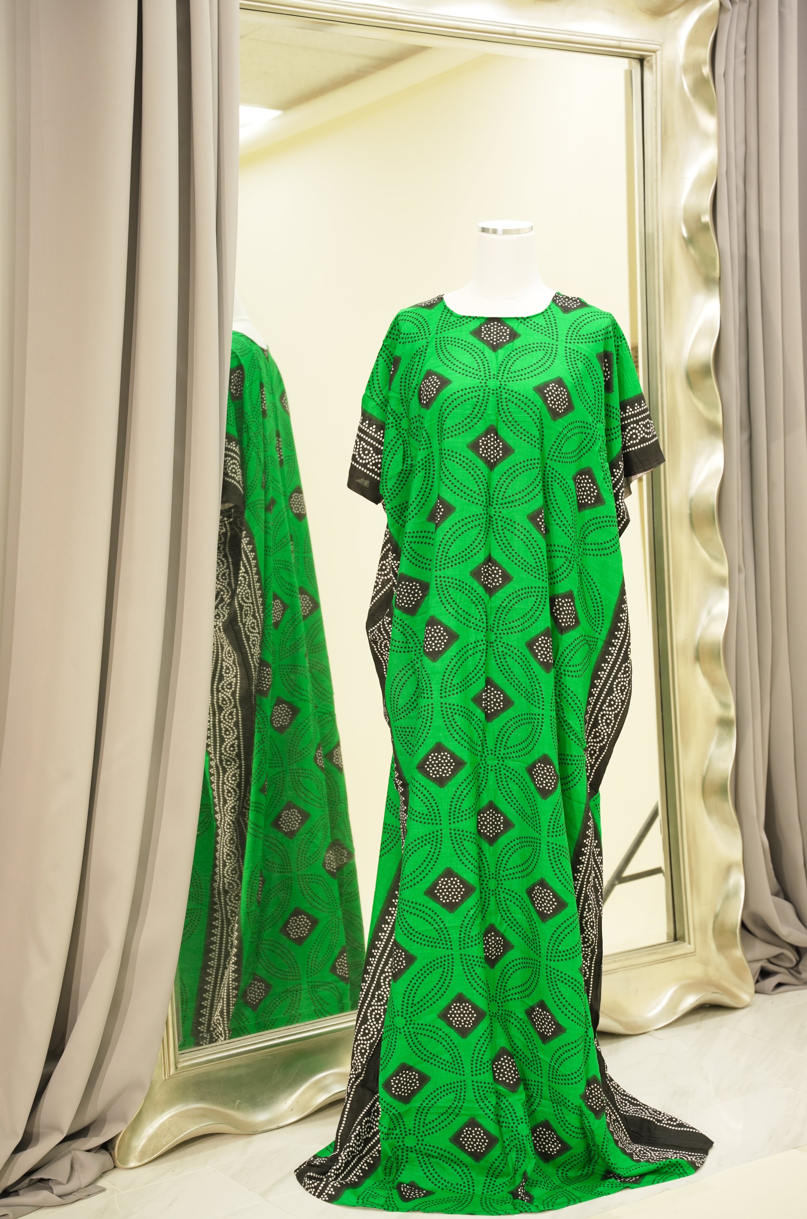 Green Shash print bati dress Kabayare