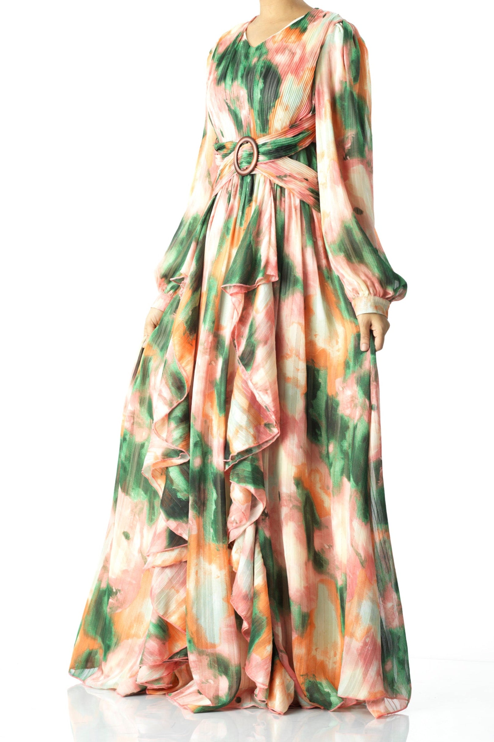 Hanaan dreamy abstract print modest dress Kabayare