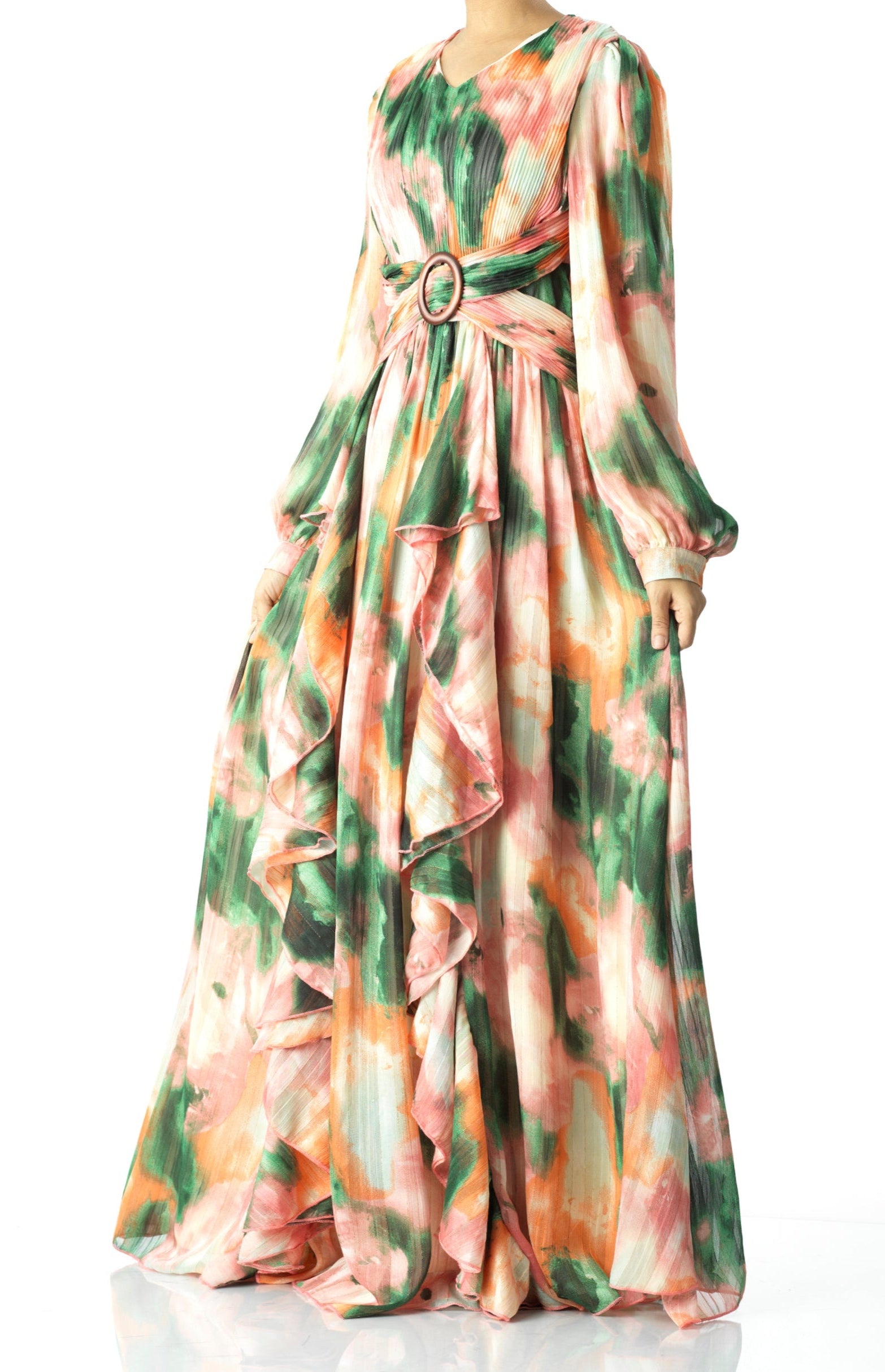 Hanaan dreamy abstract print modest dress Kabayare