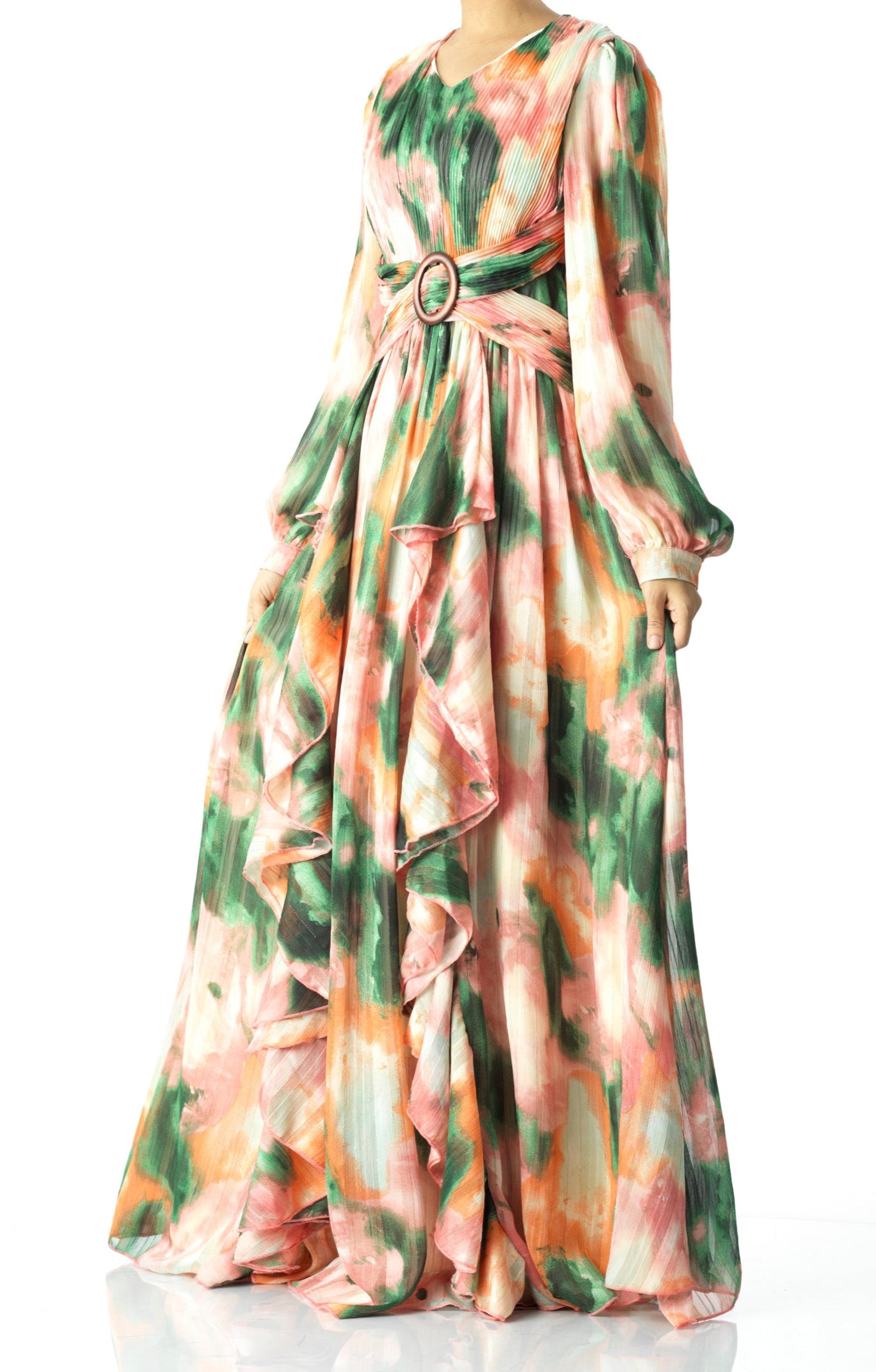 Hanaan dreamy abstract print modest dress Kabayare