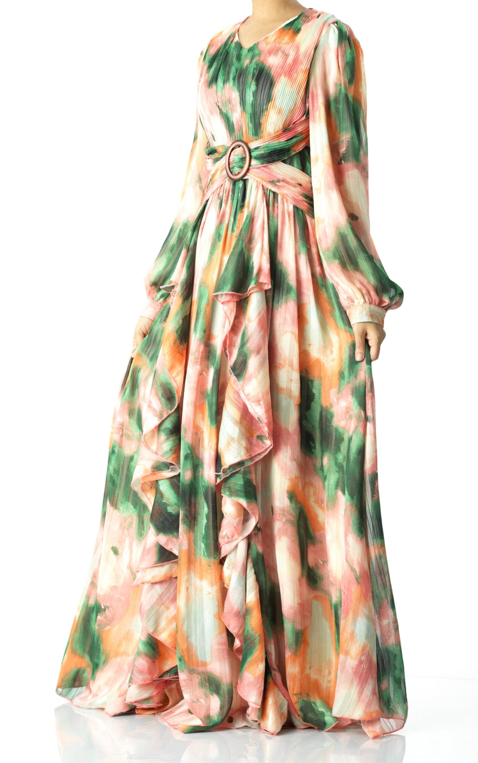 Hanaan dreamy abstract print modest dress Kabayare