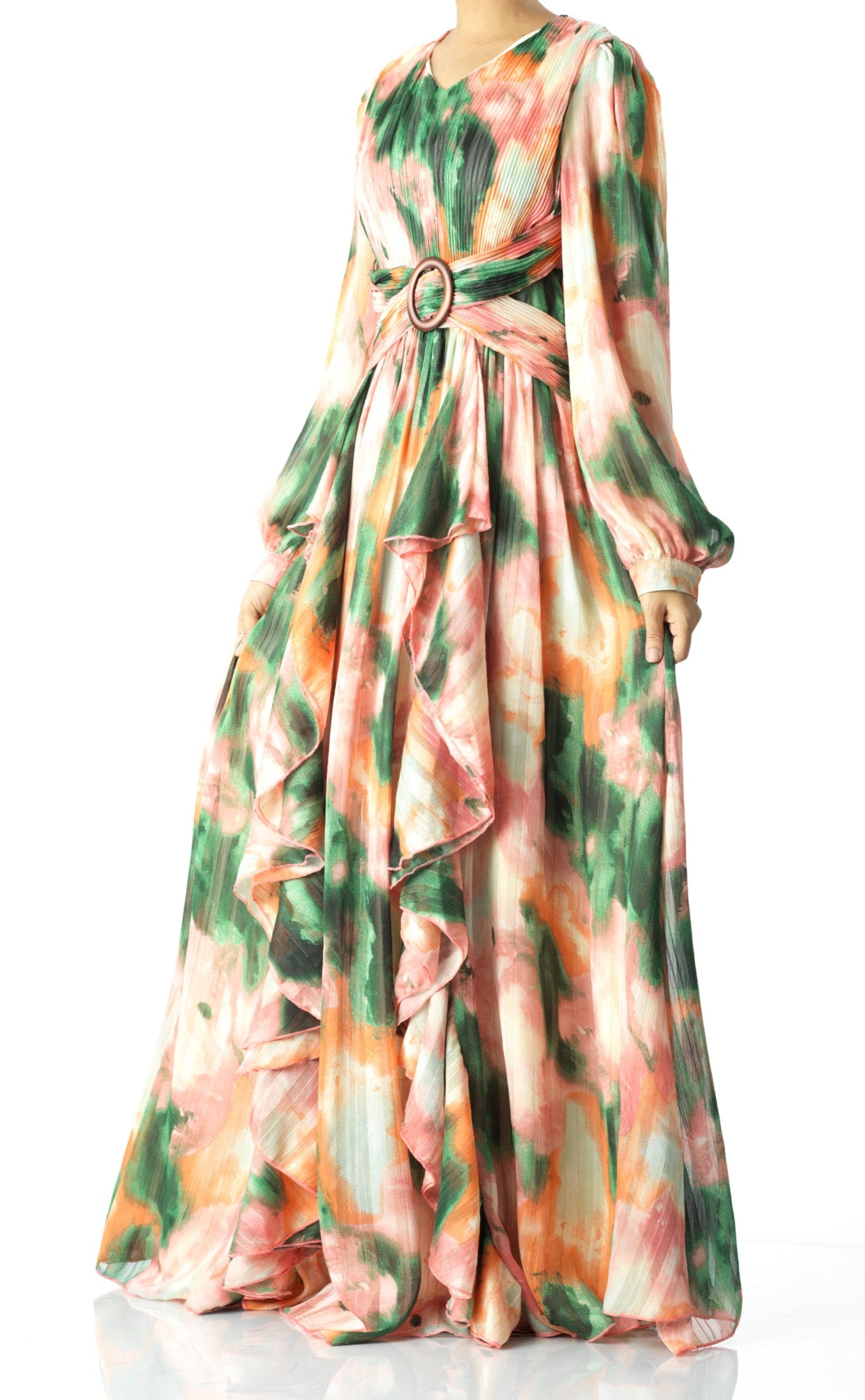Hanaan dreamy abstract print modest dress Kabayare