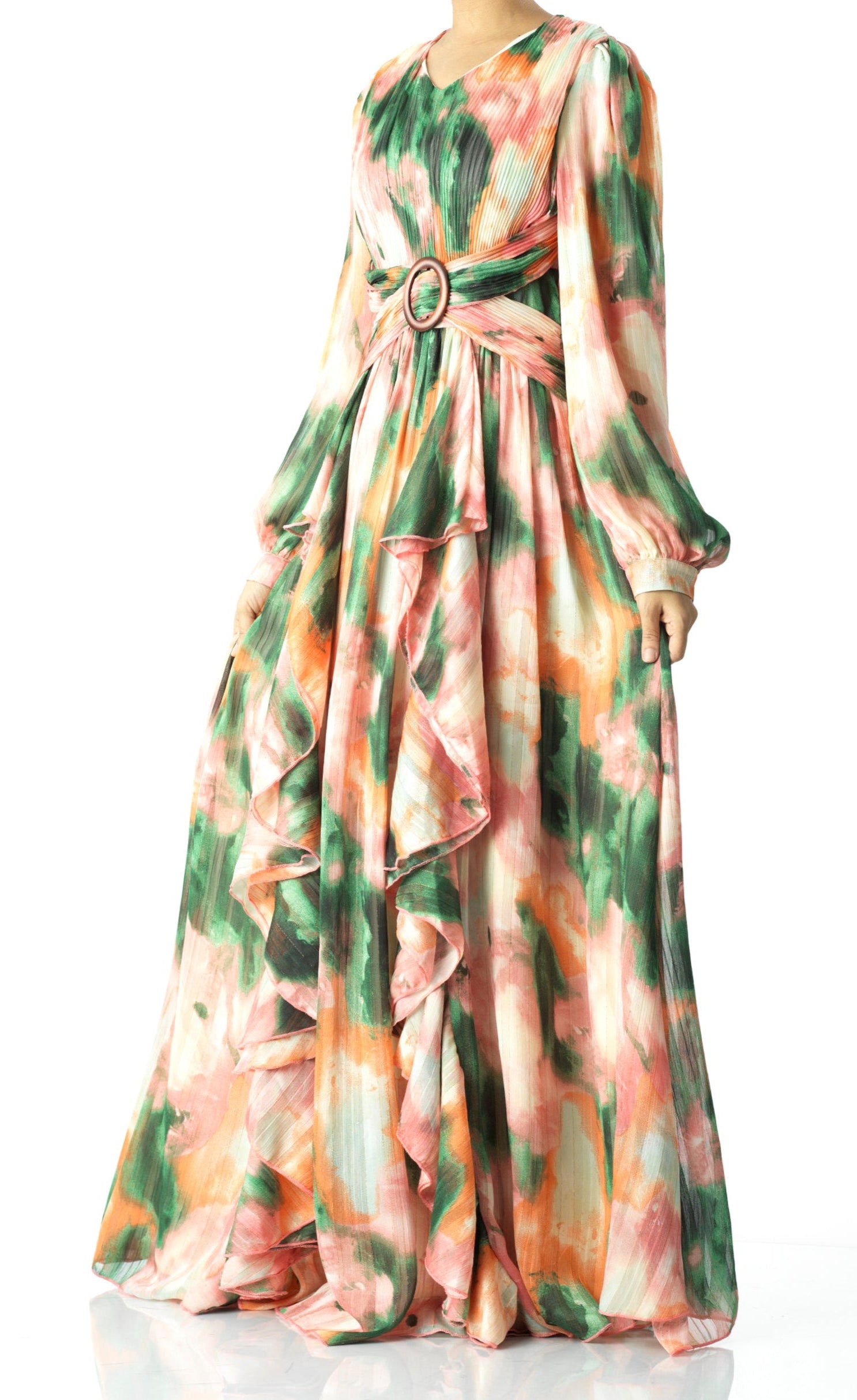 Hanaan dreamy abstract print modest dress Kabayare