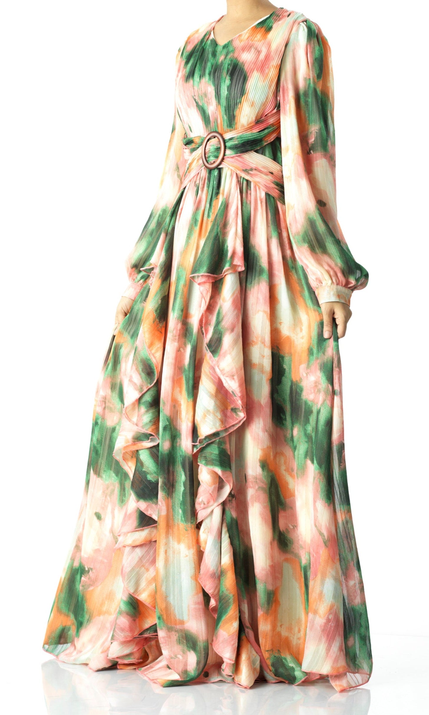 Hanaan dreamy abstract print modest dress Kabayare