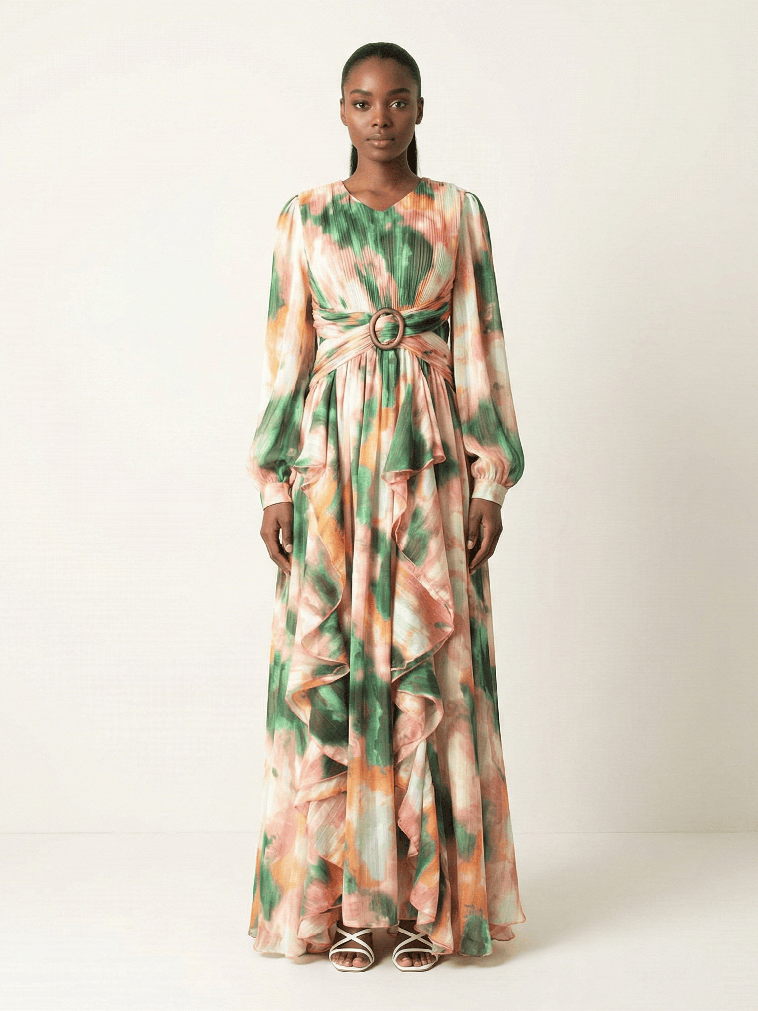 Hanaan dreamy abstract print modest dress Kabayare