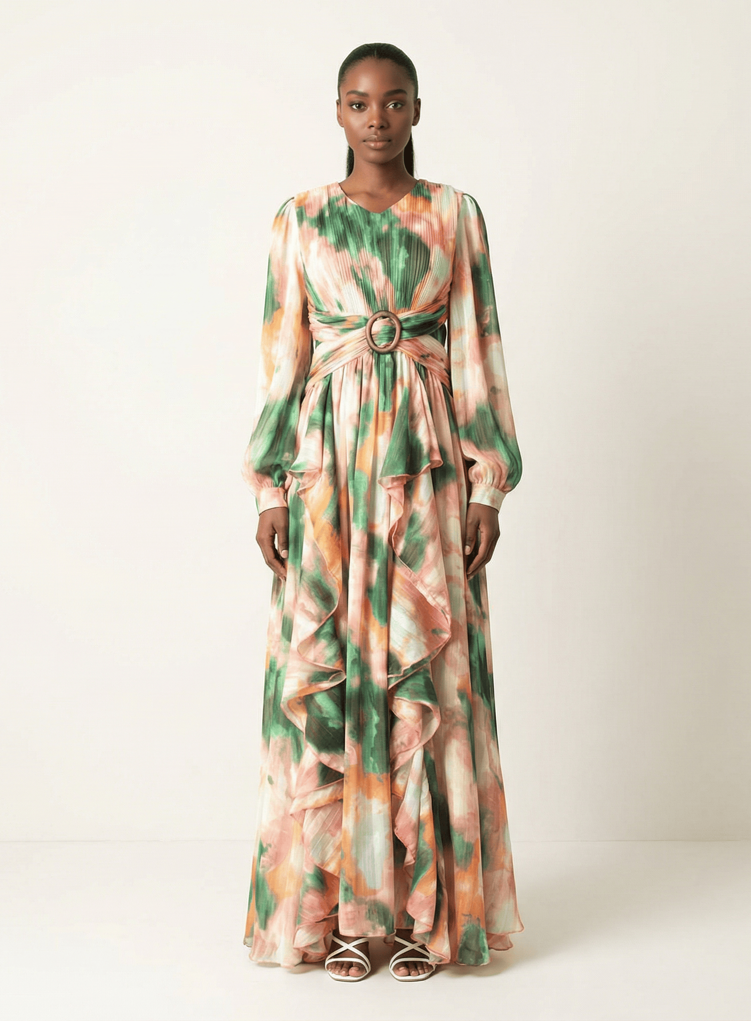 Hanaan dreamy abstract print modest dress Kabayare