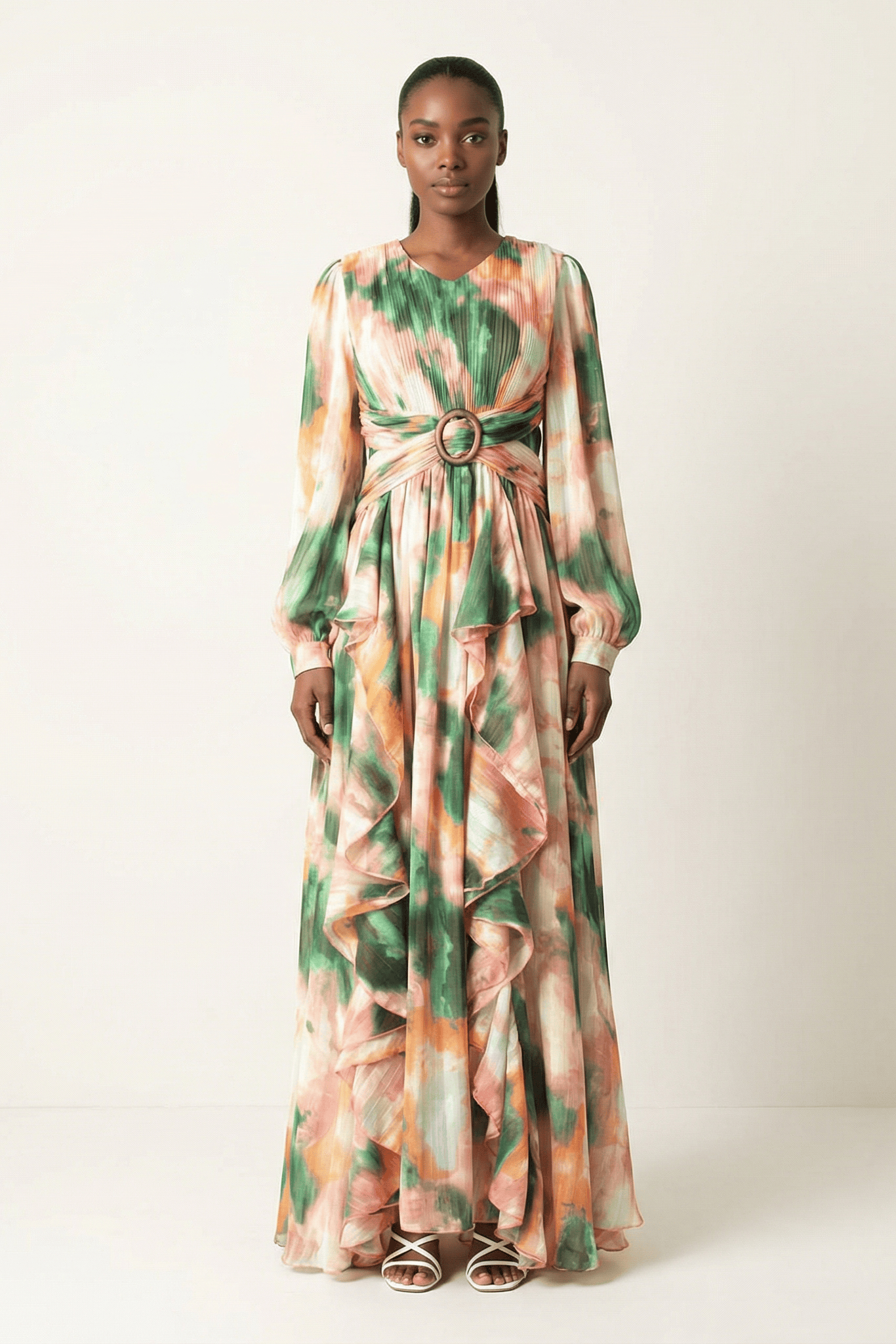 Hanaan dreamy abstract print modest dress Kabayare