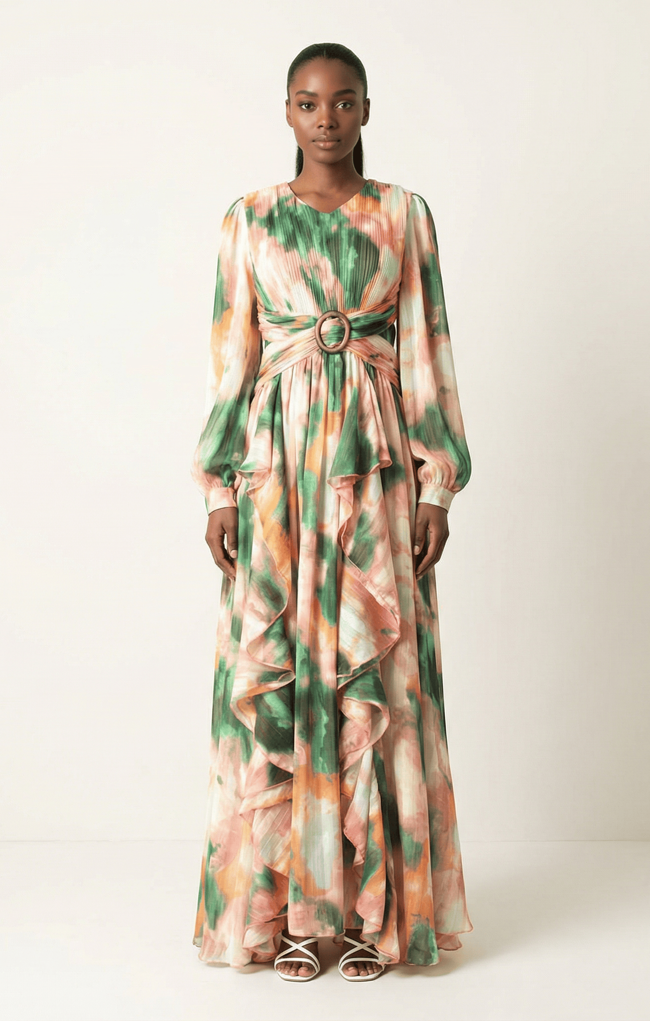 Hanaan dreamy abstract print modest dress Kabayare
