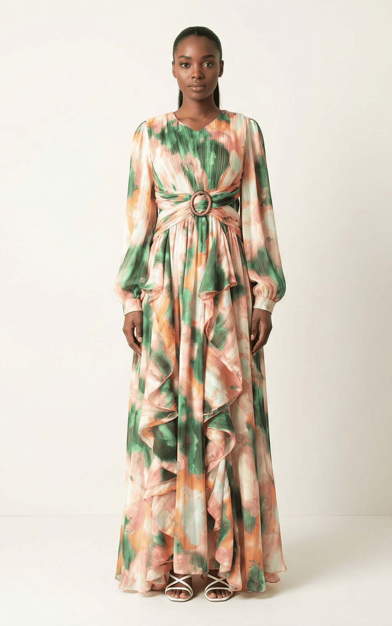Hanaan dreamy abstract print modest dress Kabayare