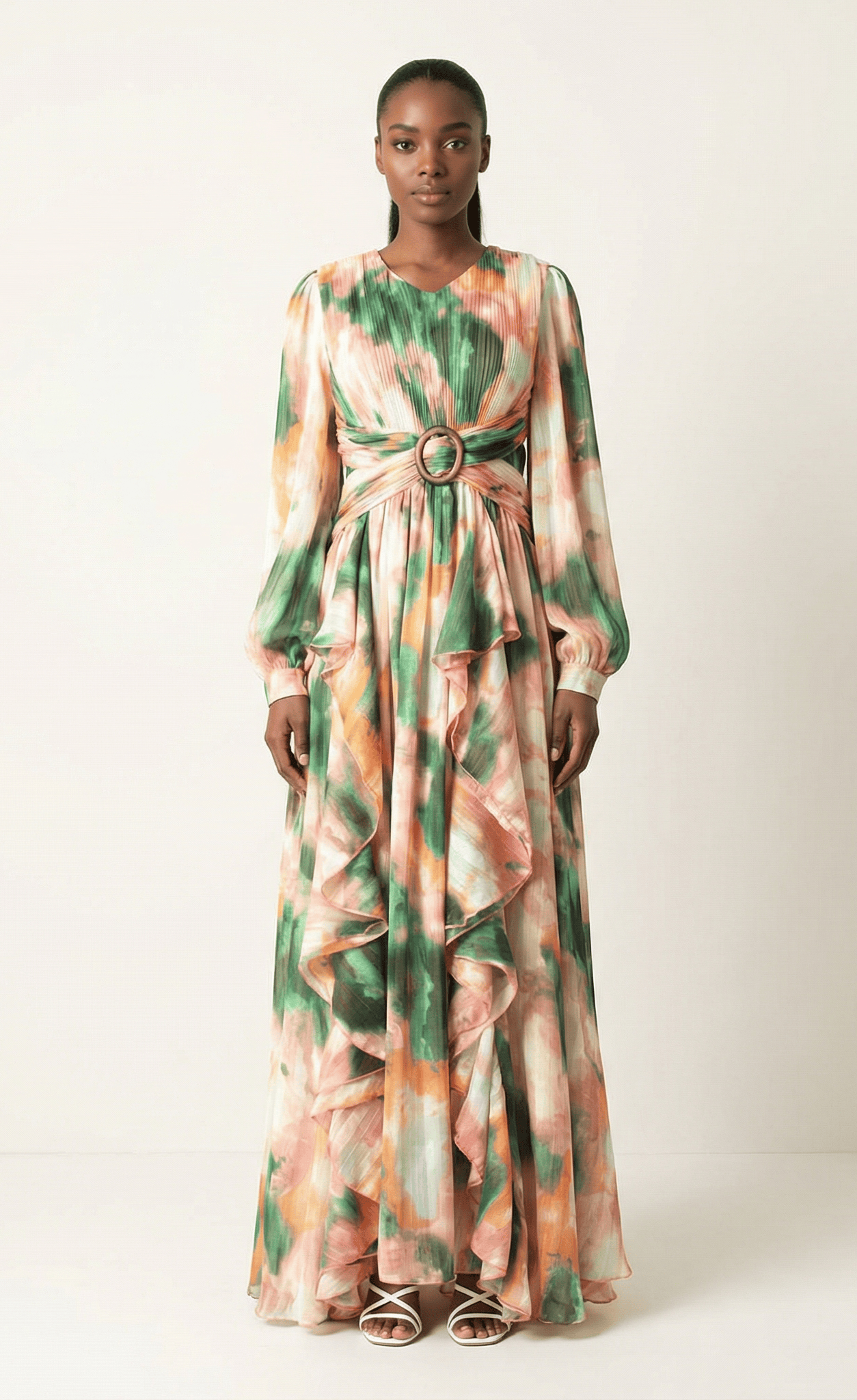 Hanaan dreamy abstract print modest dress Kabayare