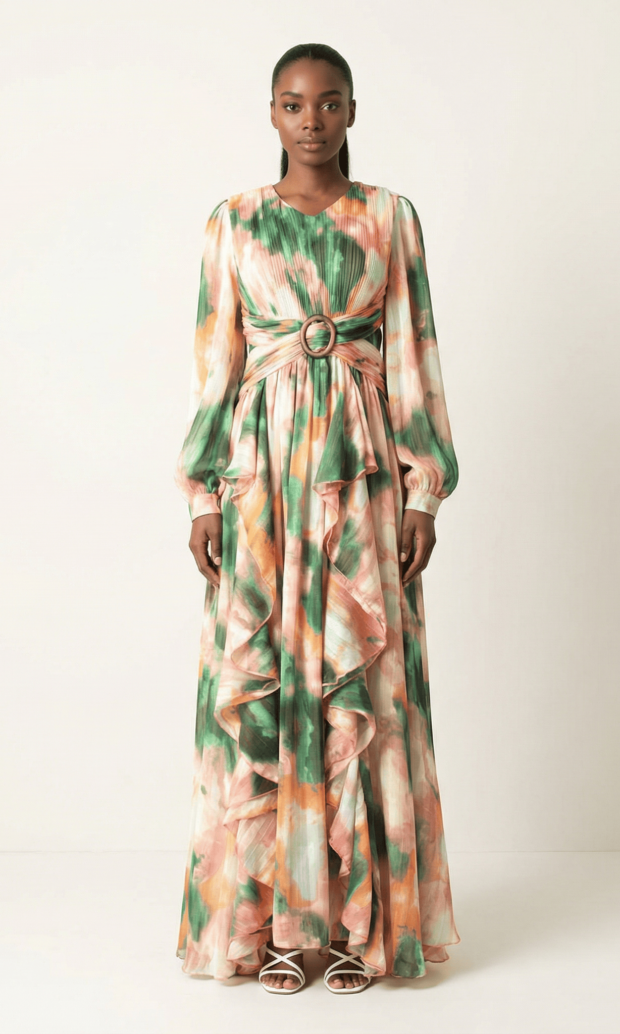 Hanaan dreamy abstract print modest dress Kabayare