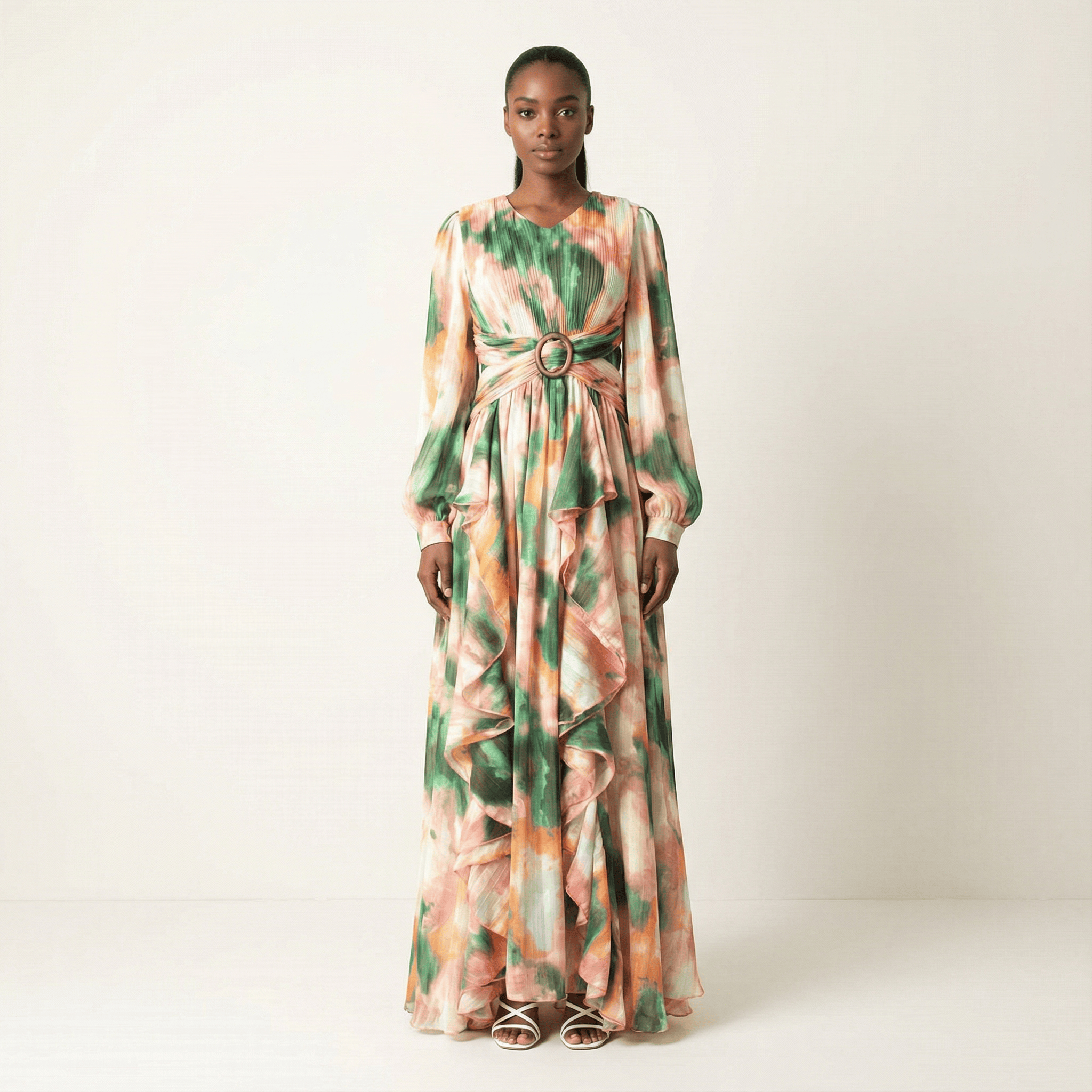 Hanaan dreamy abstract print modest dress Kabayare
