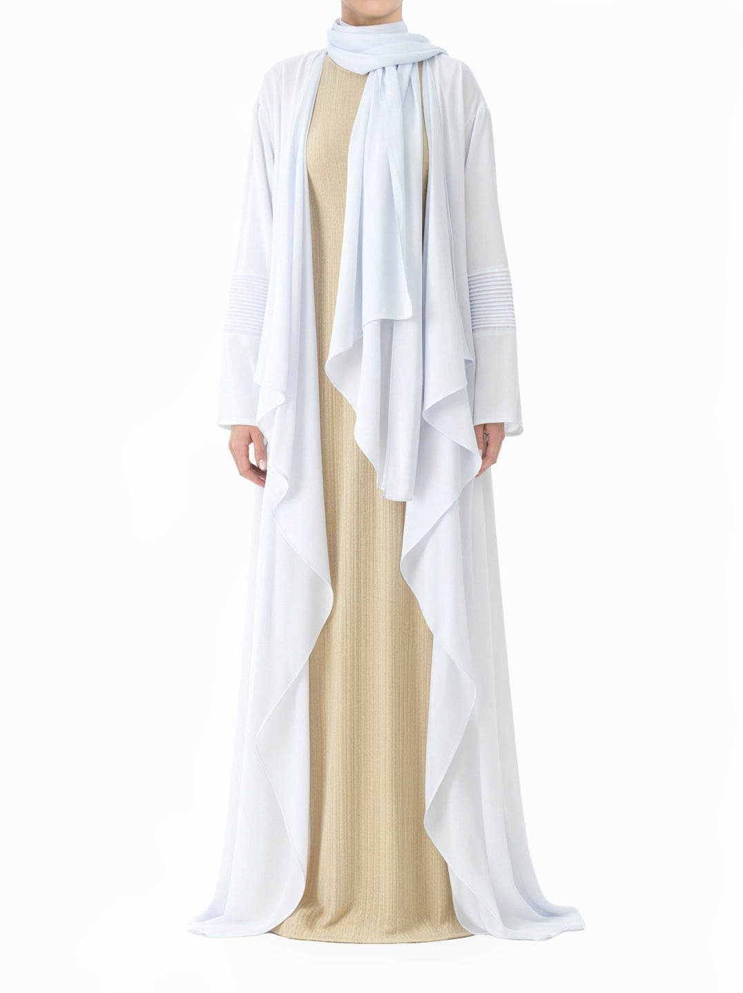 Icey White Abaya set Angelina draped