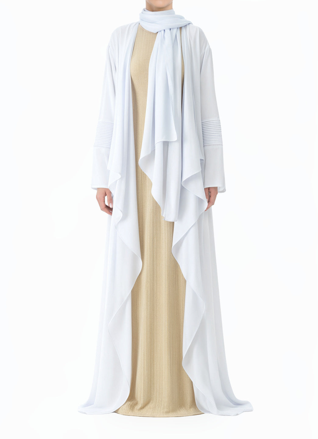 Icey White Abaya set Angelina draped