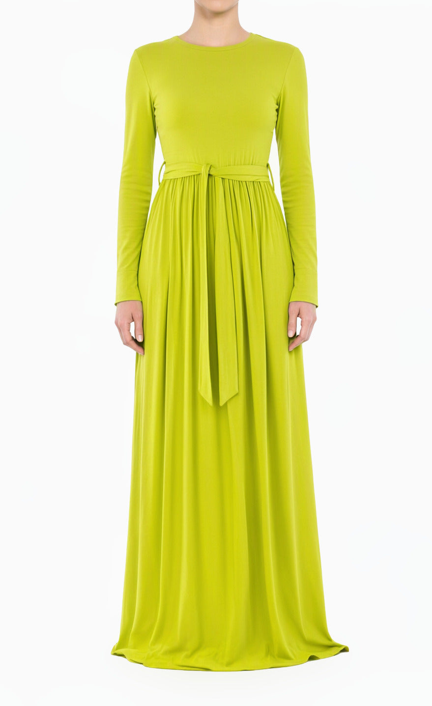 Apple Green Cotton Candy Jersey Modest Maxi Dress