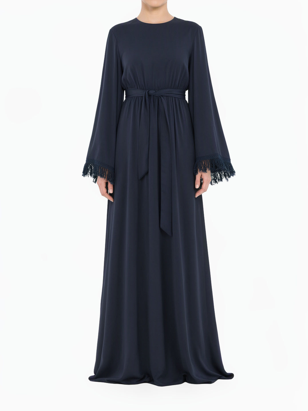Navy Modest maxi dress Be captivated in tassel