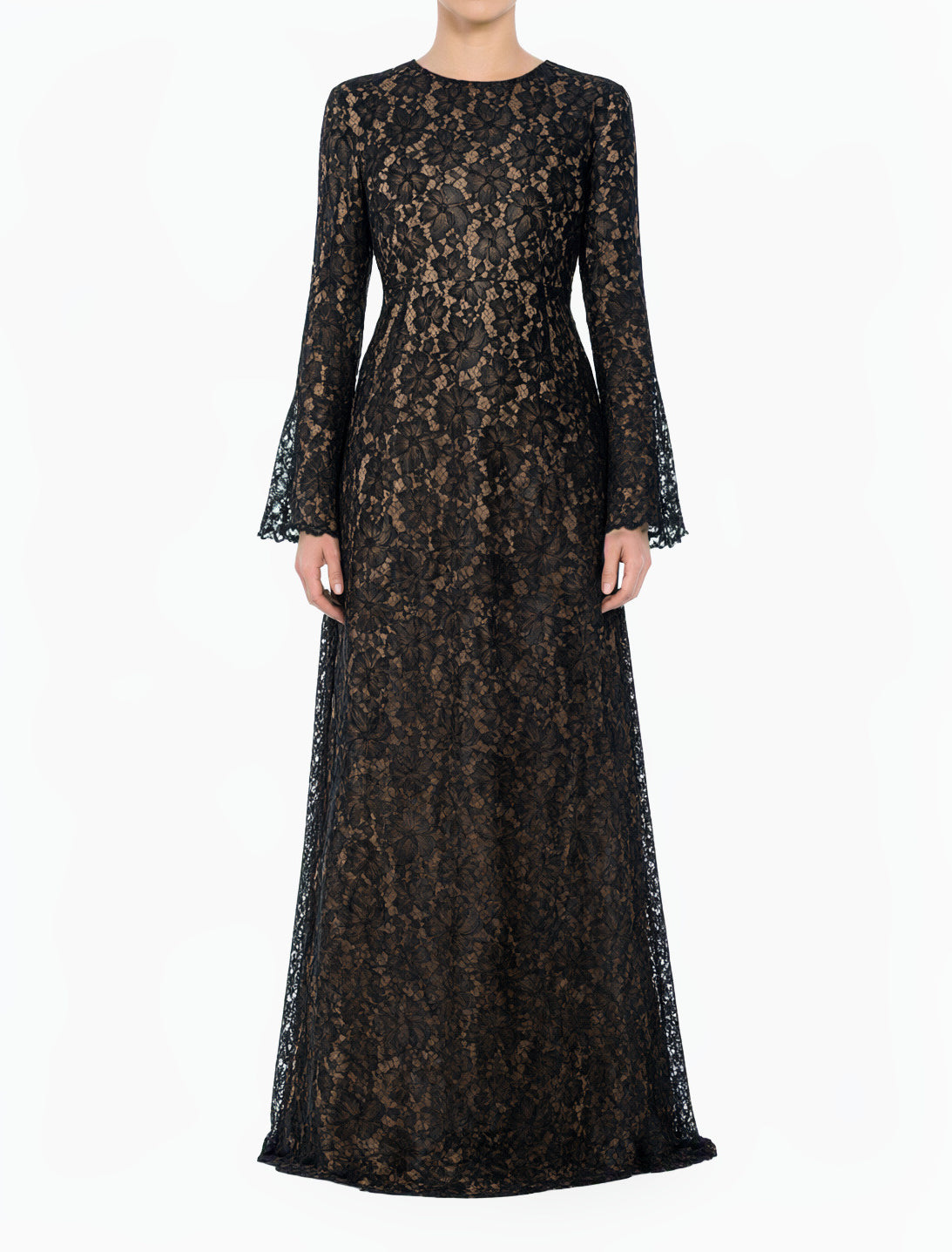 Black Bella Bell Sleeve Lace Modest Maxi Dress