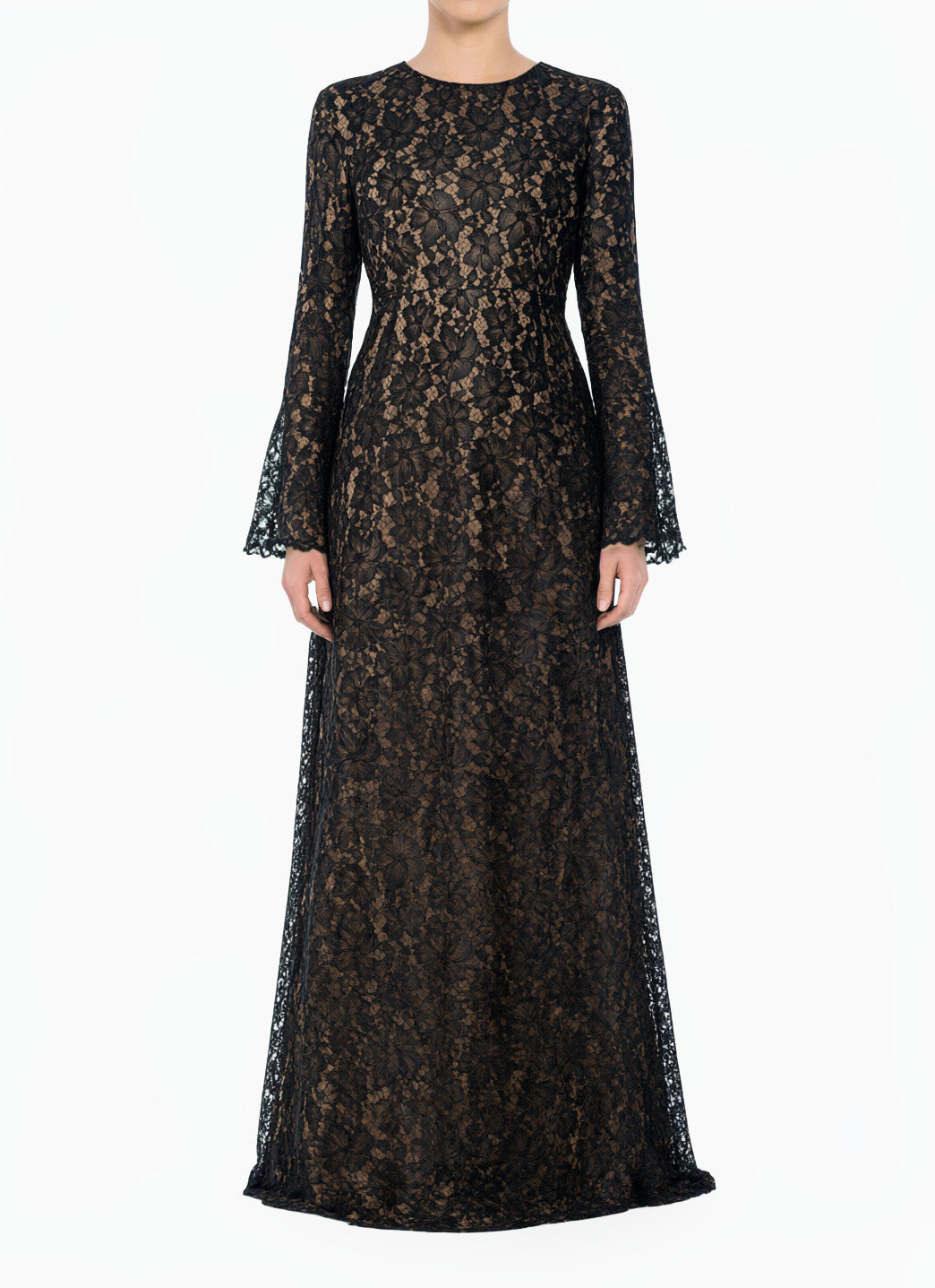 Black Bella Bell Sleeve Lace Modest Maxi Dress