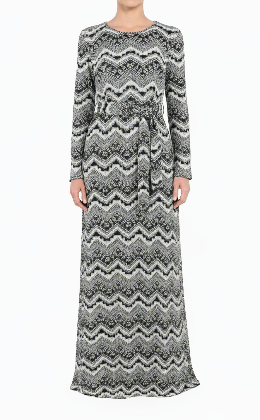 Black and White Pattern Modest Maxi Dress
