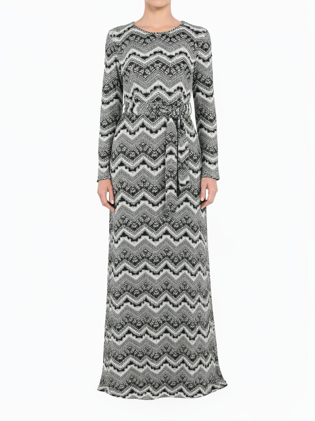 Black and White Pattern Modest Maxi Dress