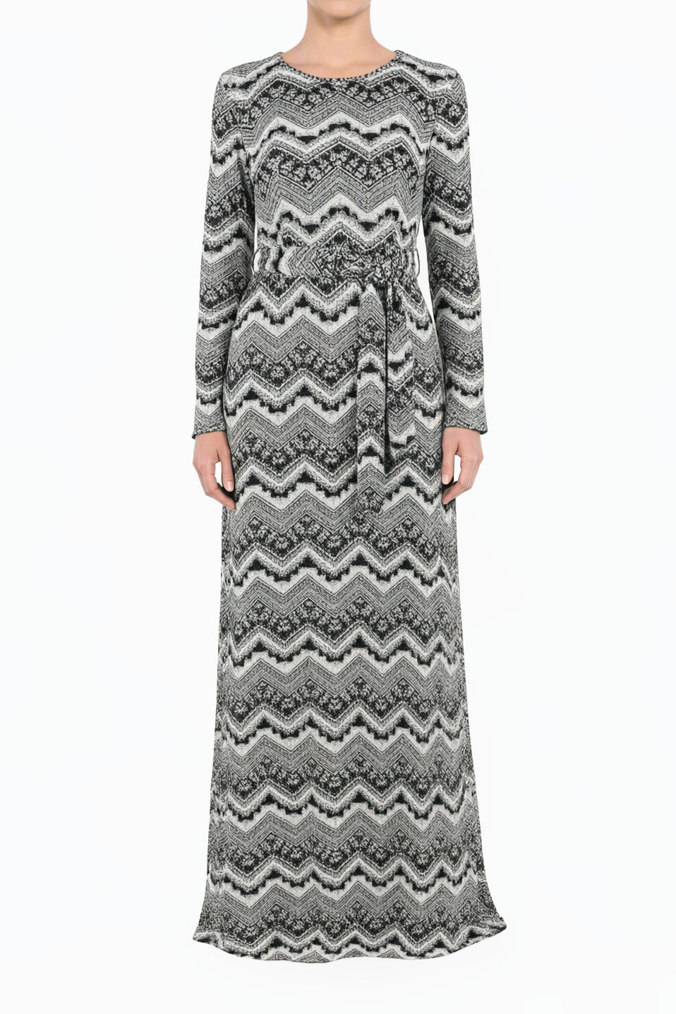 Black and White Pattern Modest Maxi Dress
