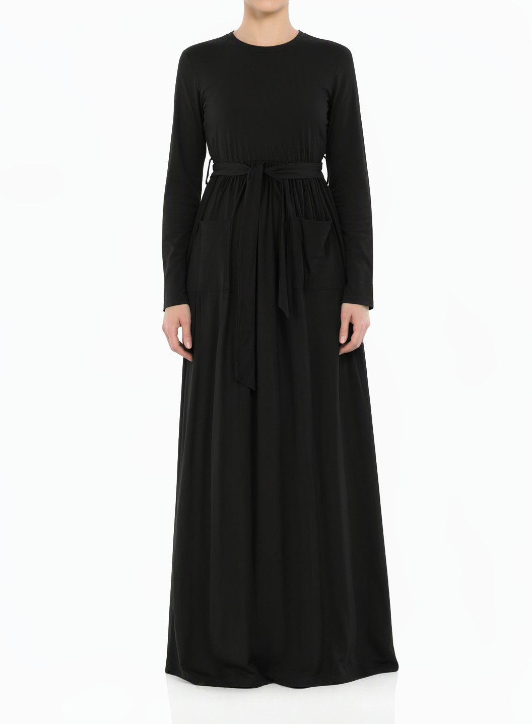 Black Anisa cotton long sleeve modest dress