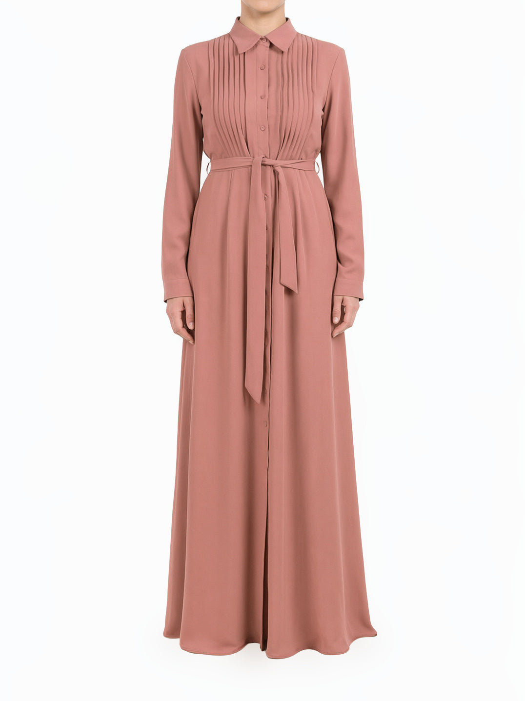 Crepe Button Modest Maxi Dress