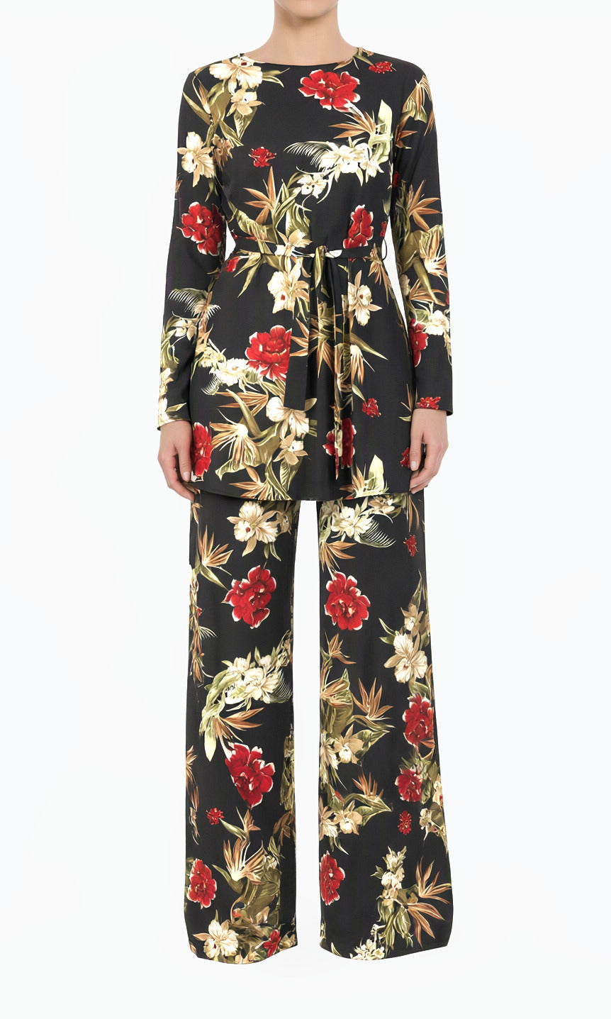 Black floral Modest Matching set