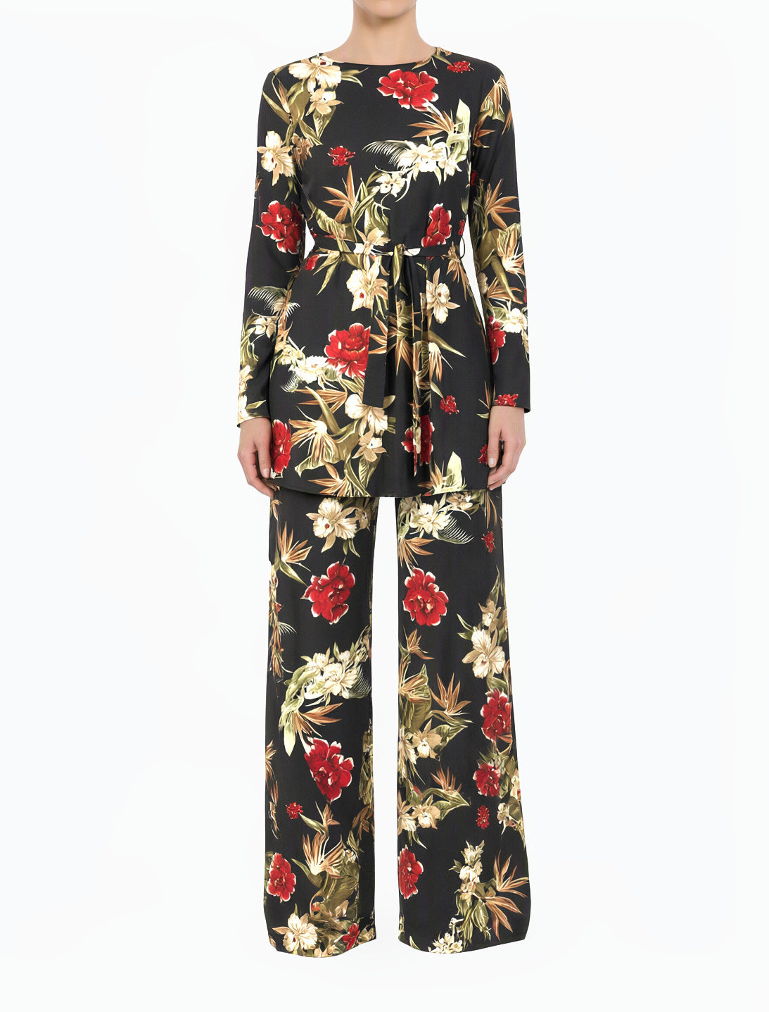 Black floral Modest Matching set